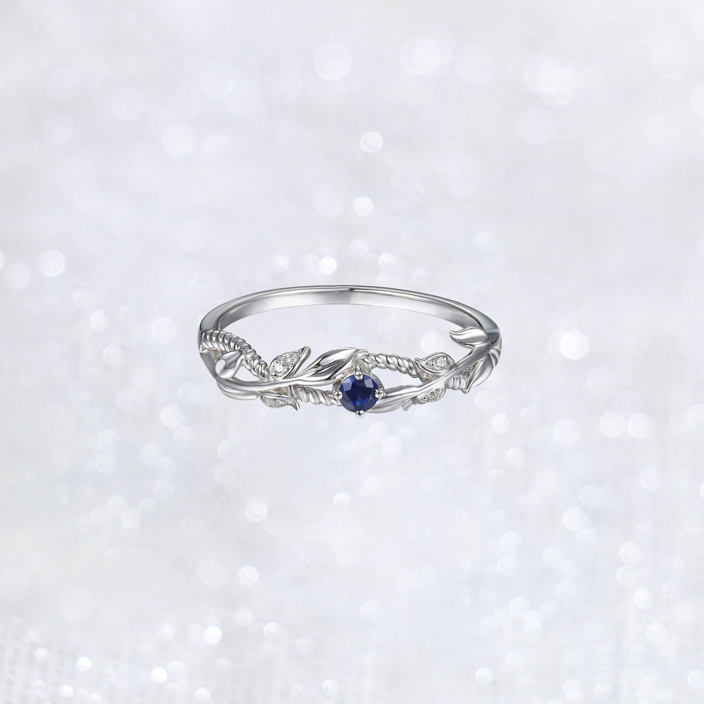 Sapphire Leaf Ring Band