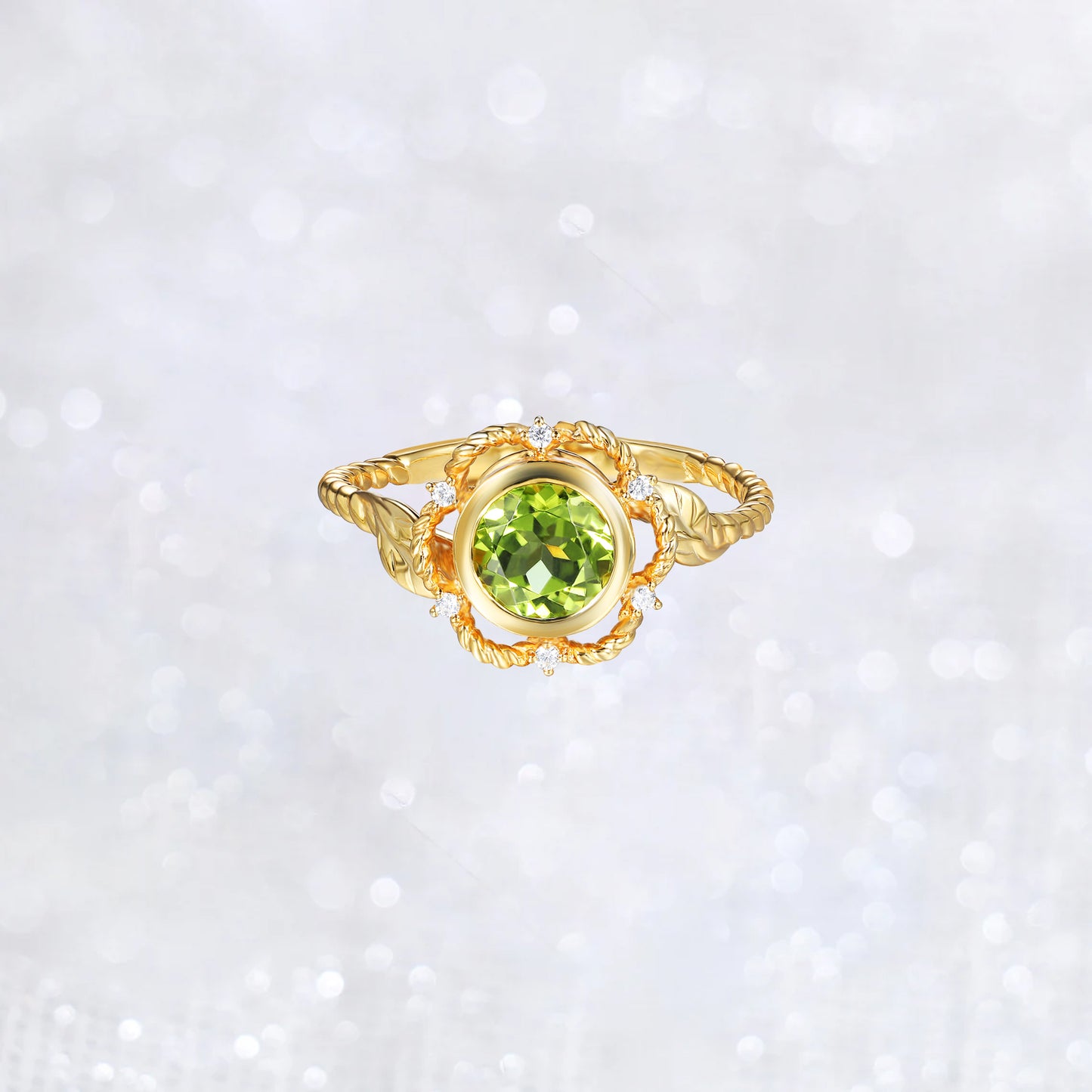 Vintage 14K Gold Green Peridot Ring