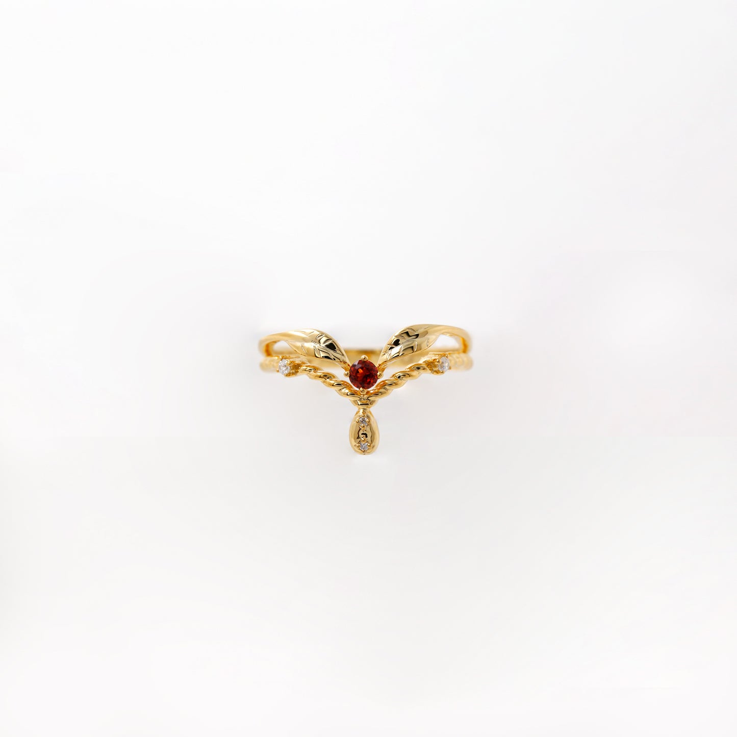 Double Victorian Style Leaf Element Ring