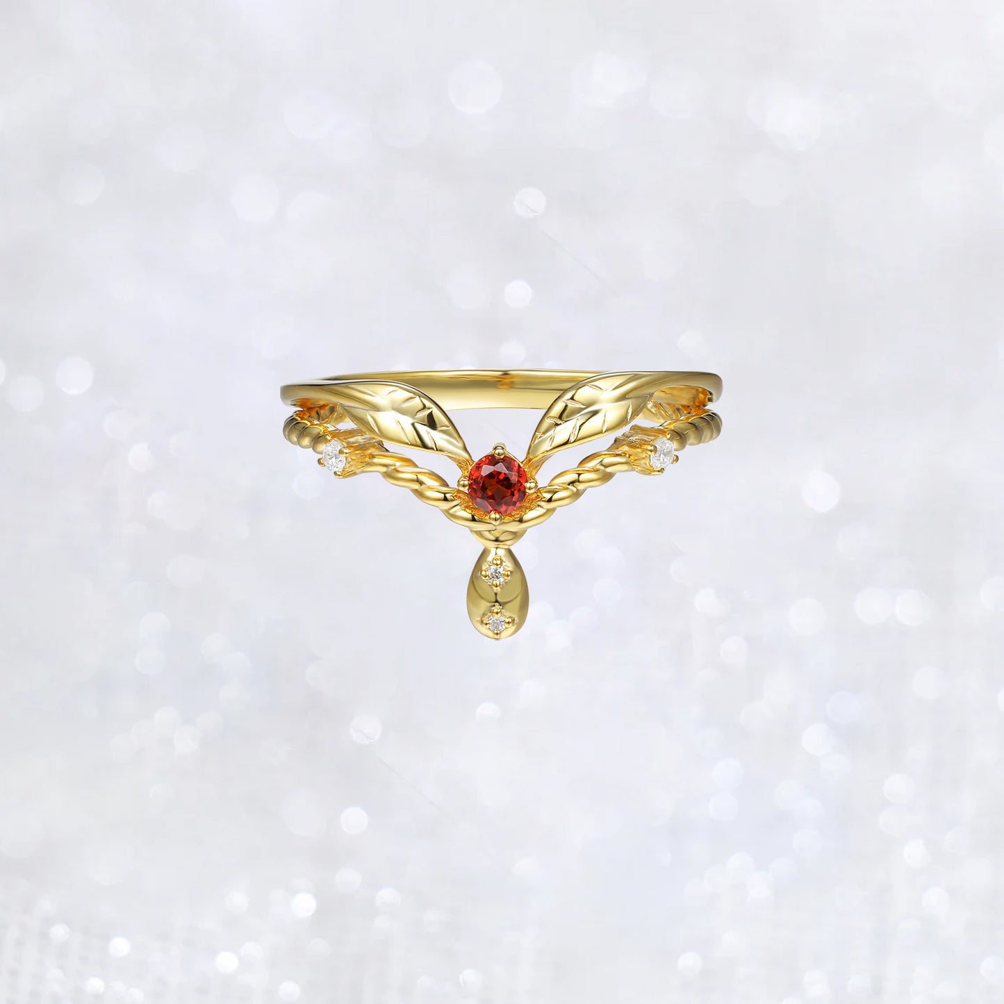 Double Victorian Style Leaf Element Ring