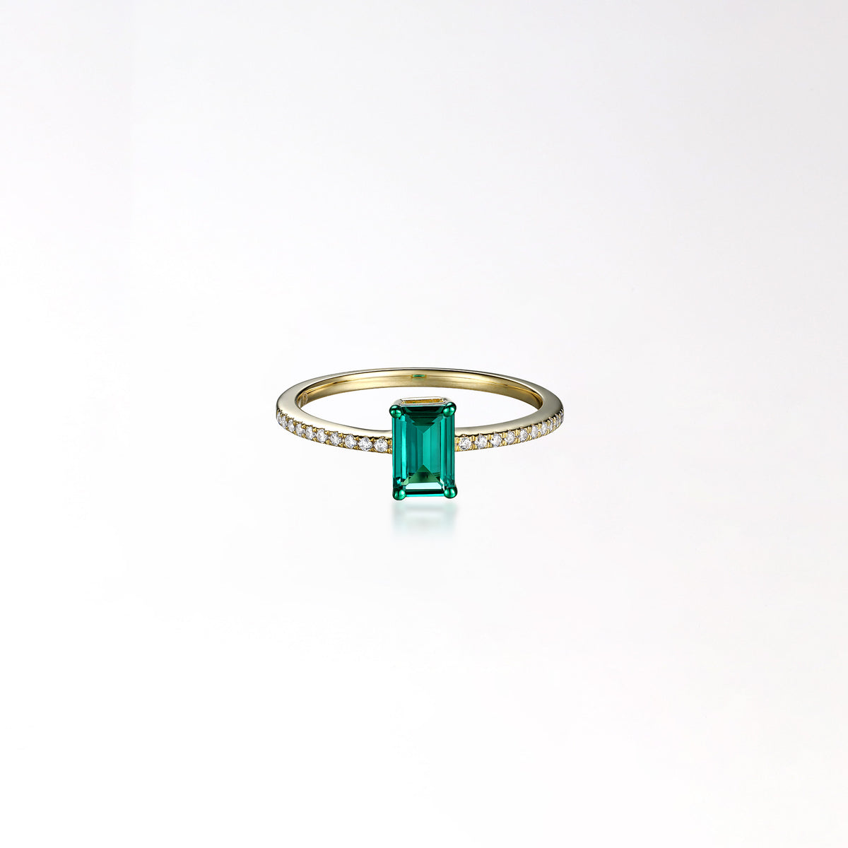 Lab Emerald Diamond Ring