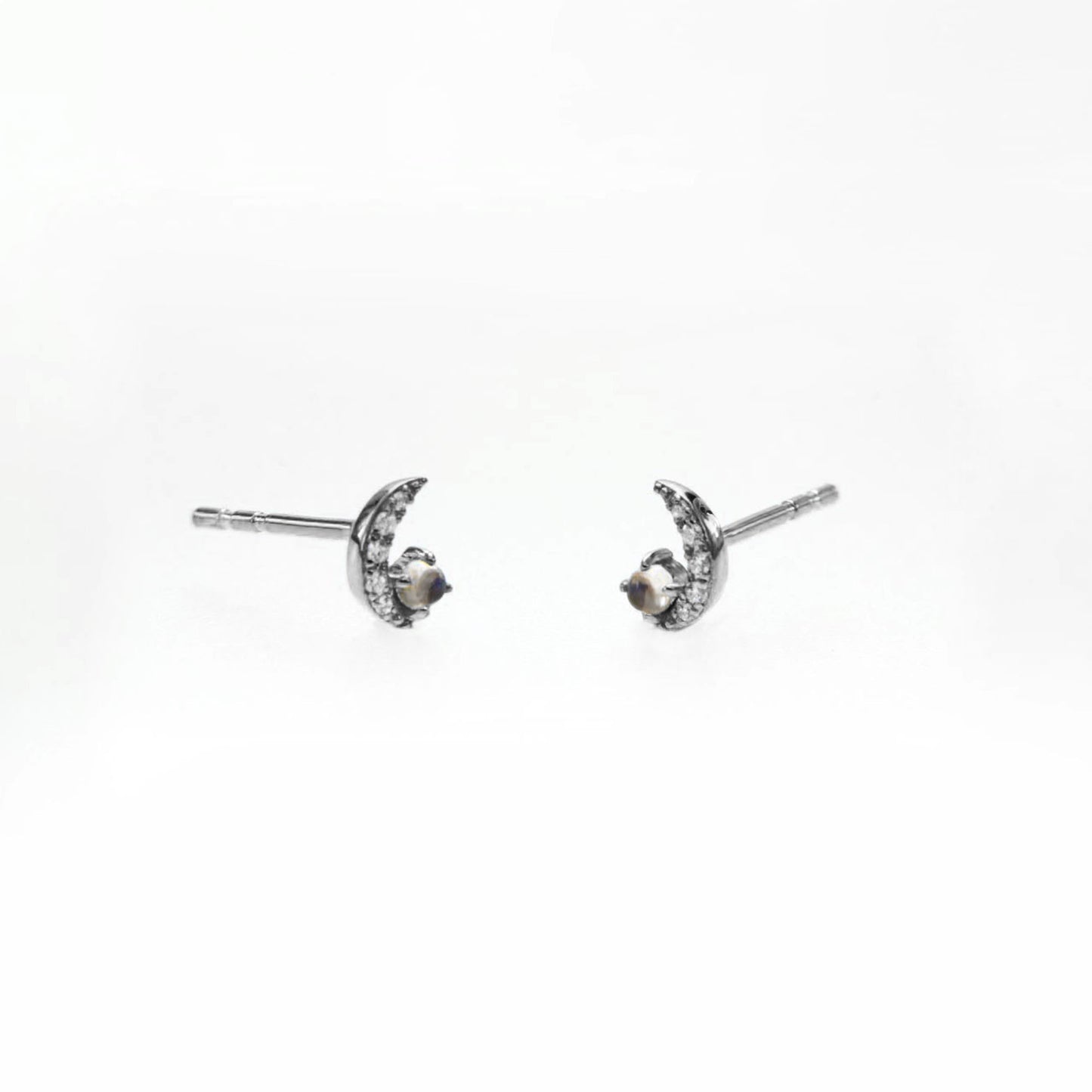 Moon Diamond Moonstone Studs