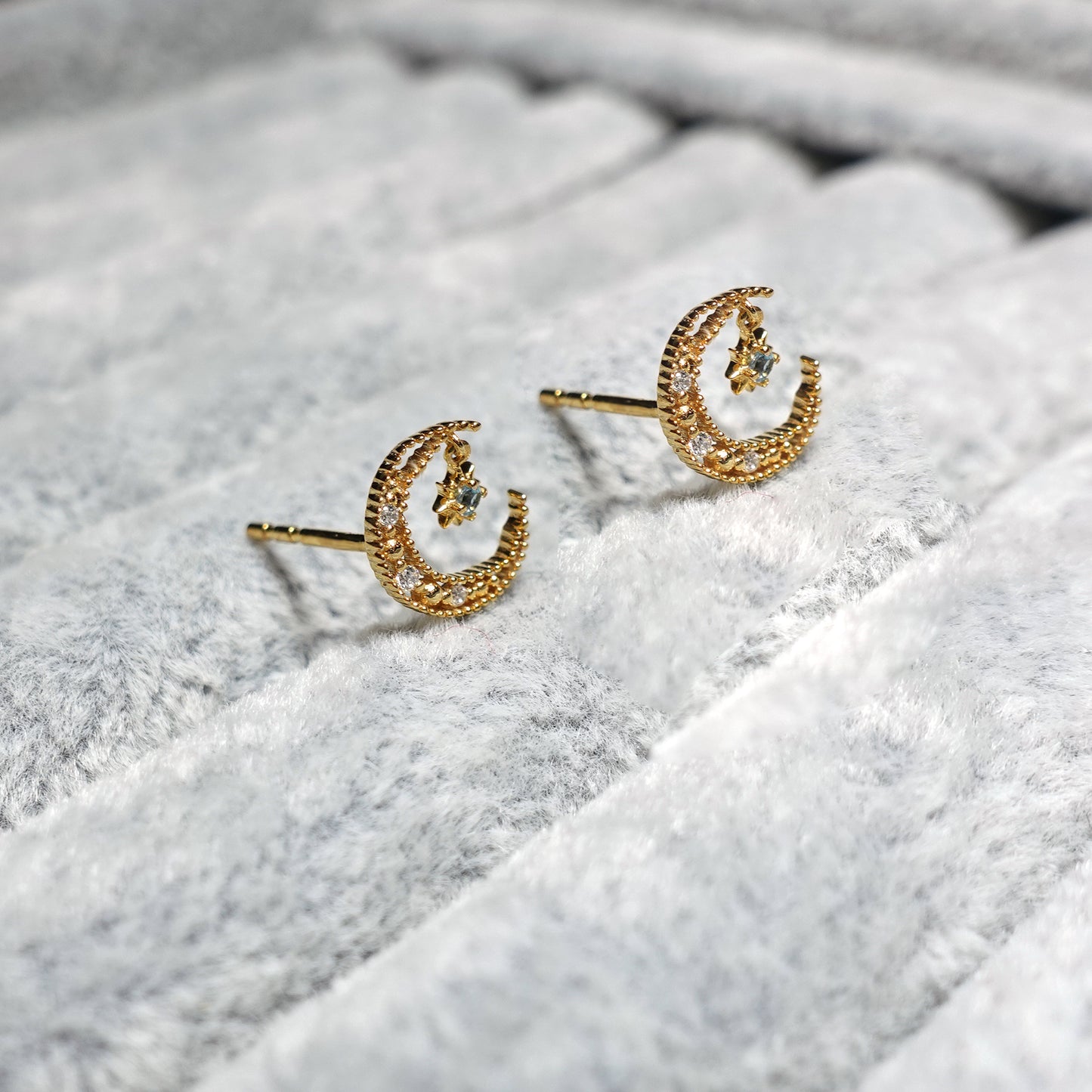 Moon Star Topaz Diamond Earrings