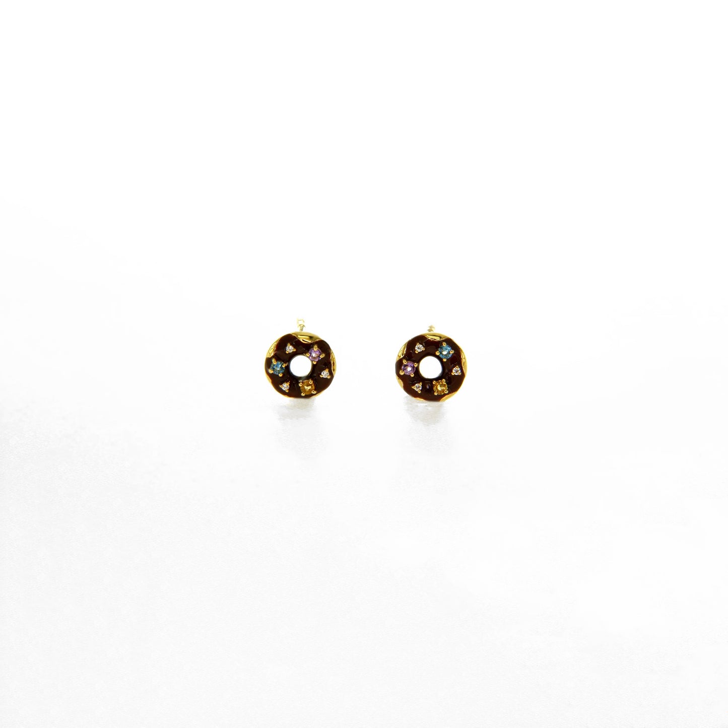 Chocolate Gold Donut Earrings