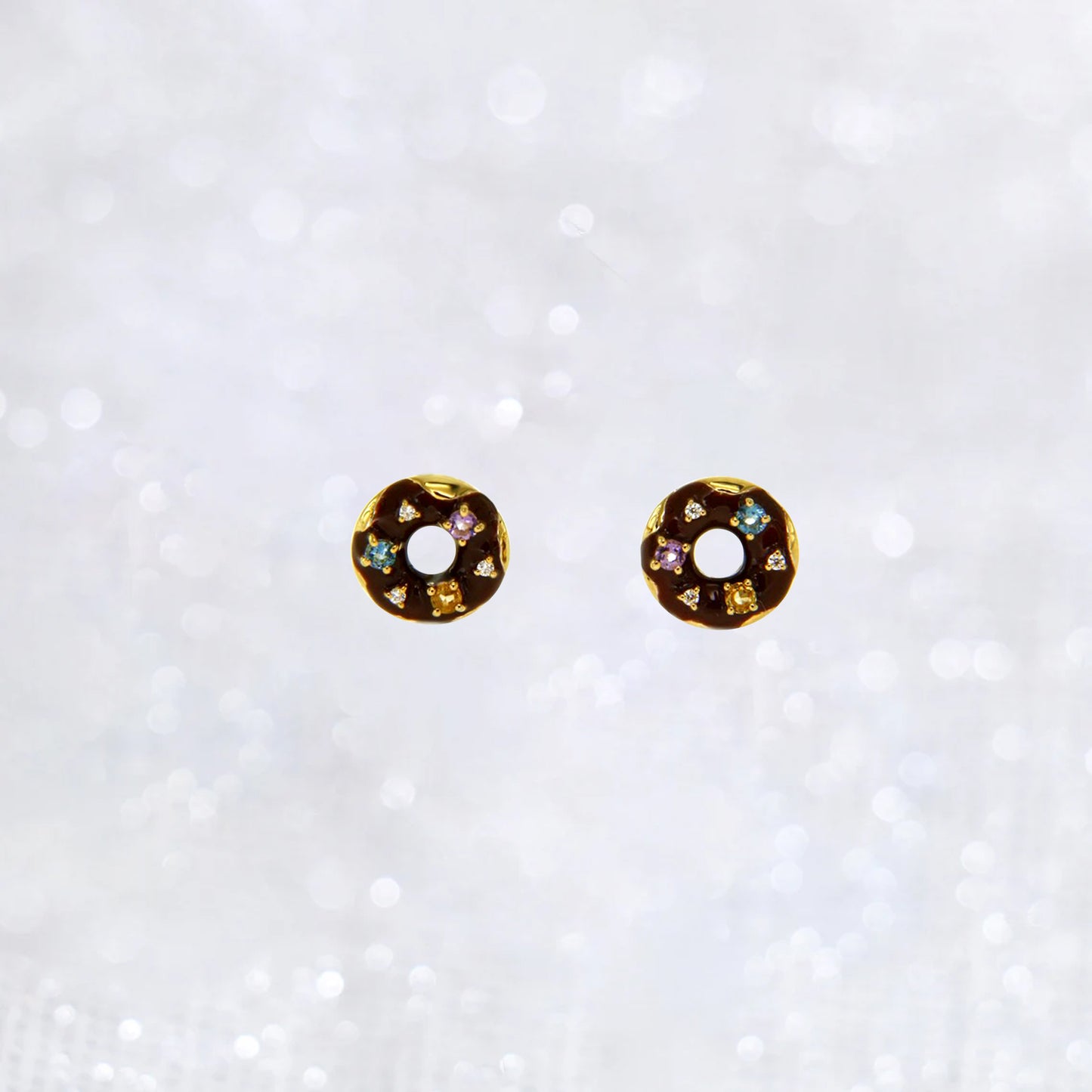 Chocolate Gold Donut Earrings