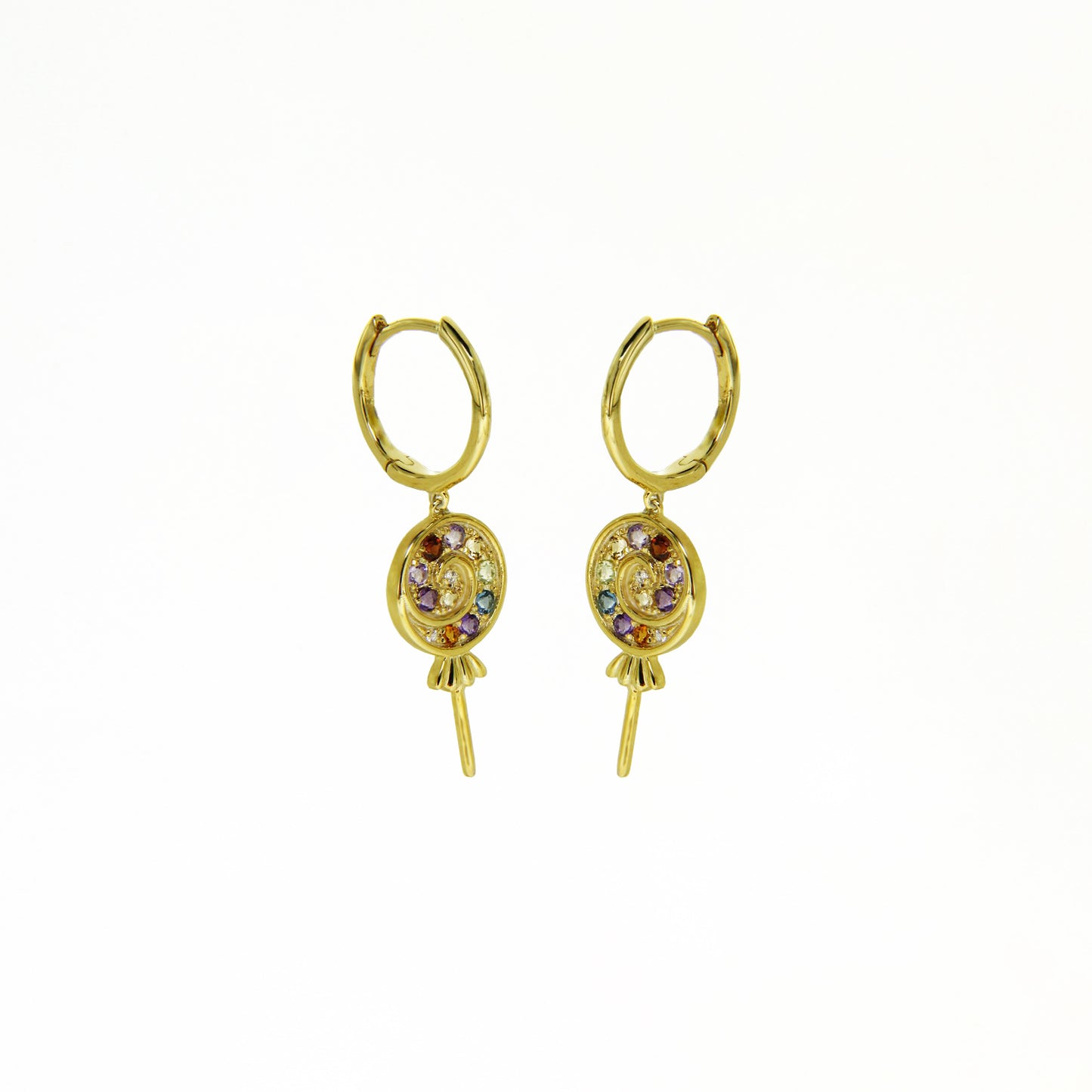 Colorful Gold Lollipop Earrings