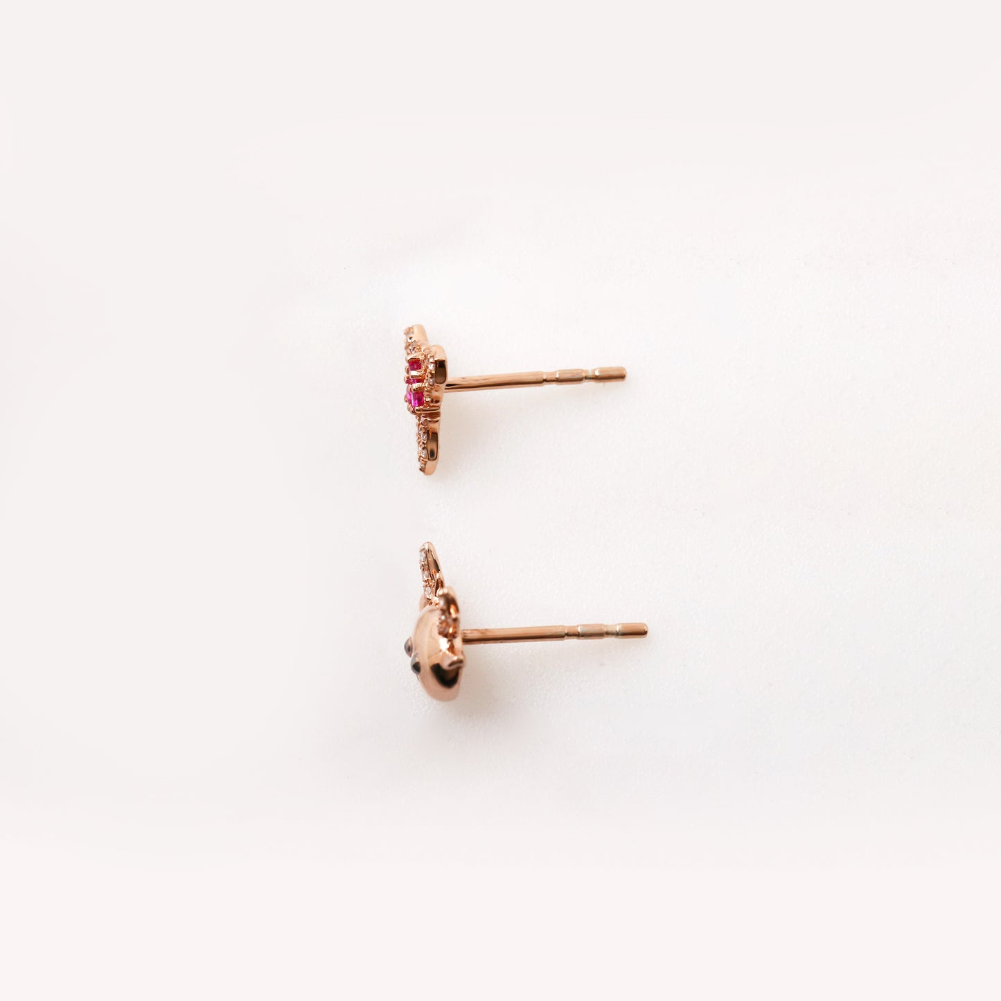 Rose Gold Ruby Christmas Leaf Reindeer Stud