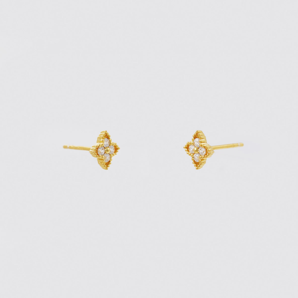 Diamond Sharp Flower Milgrain Earrings