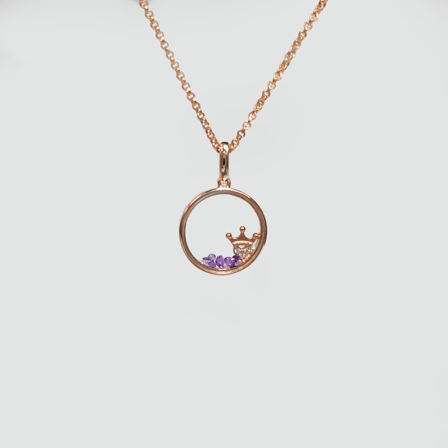Queen Amethyst Glass Locket Necklace