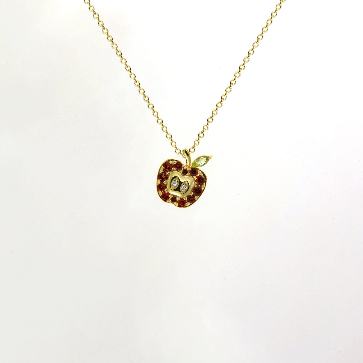 Garnet Peridot Red Apple Necklace