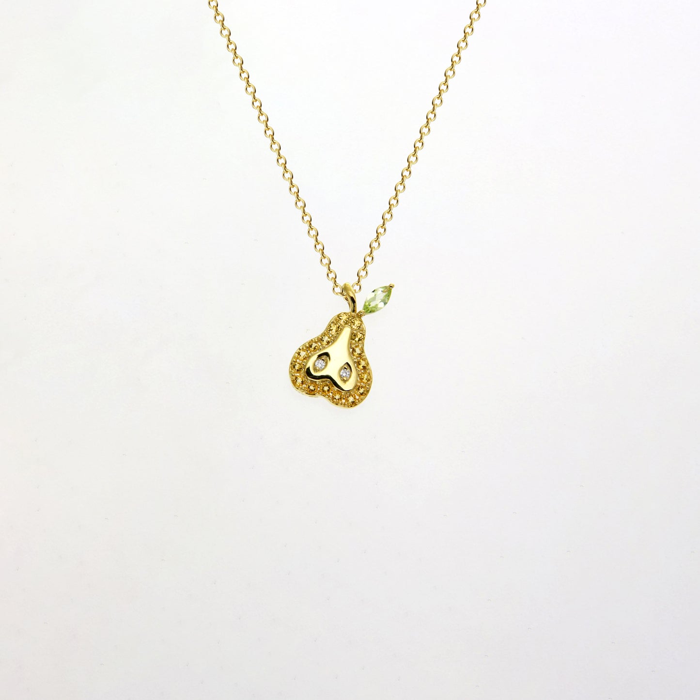 Citrine Peridot Pear Fruit Necklace