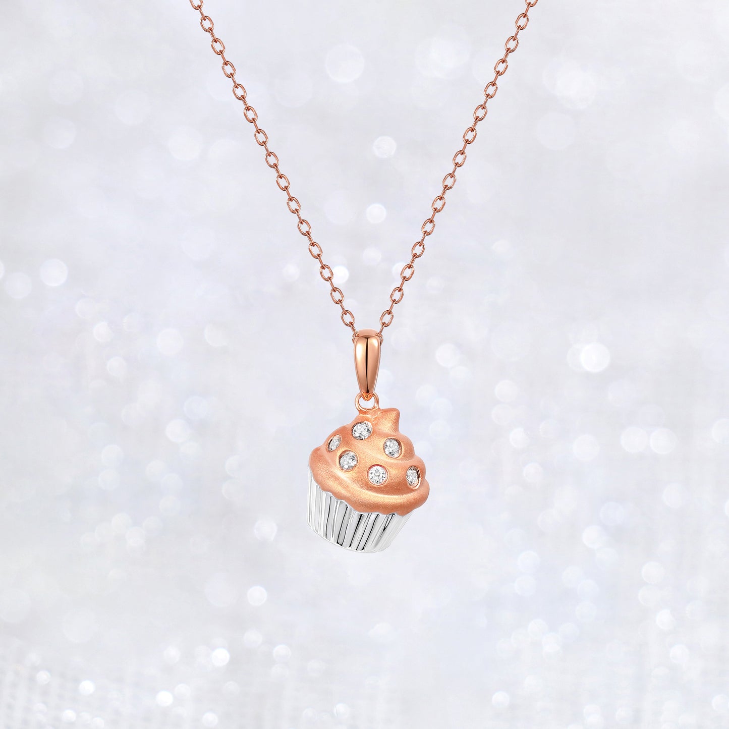 Cute Cupcake Diamond Necklace