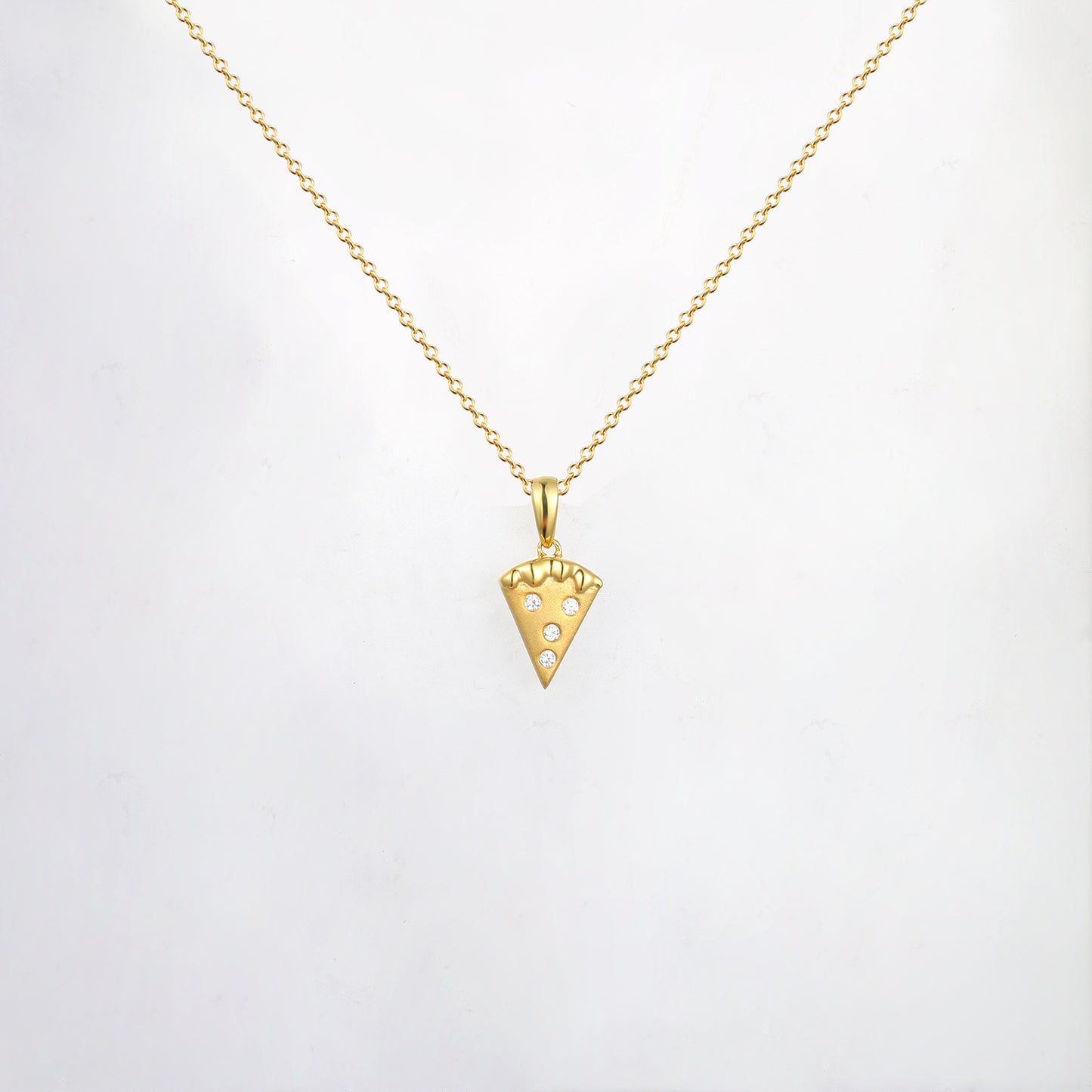 14K Gold Pizza Diamond Necklace