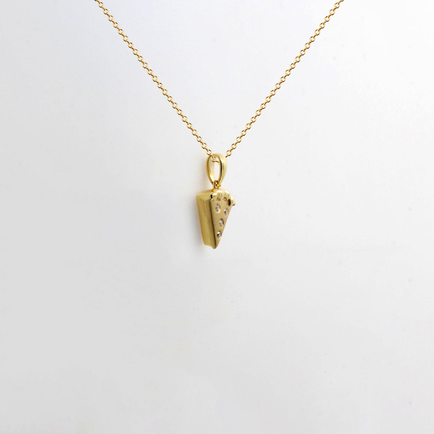 14K Gold Pizza Diamond Necklace