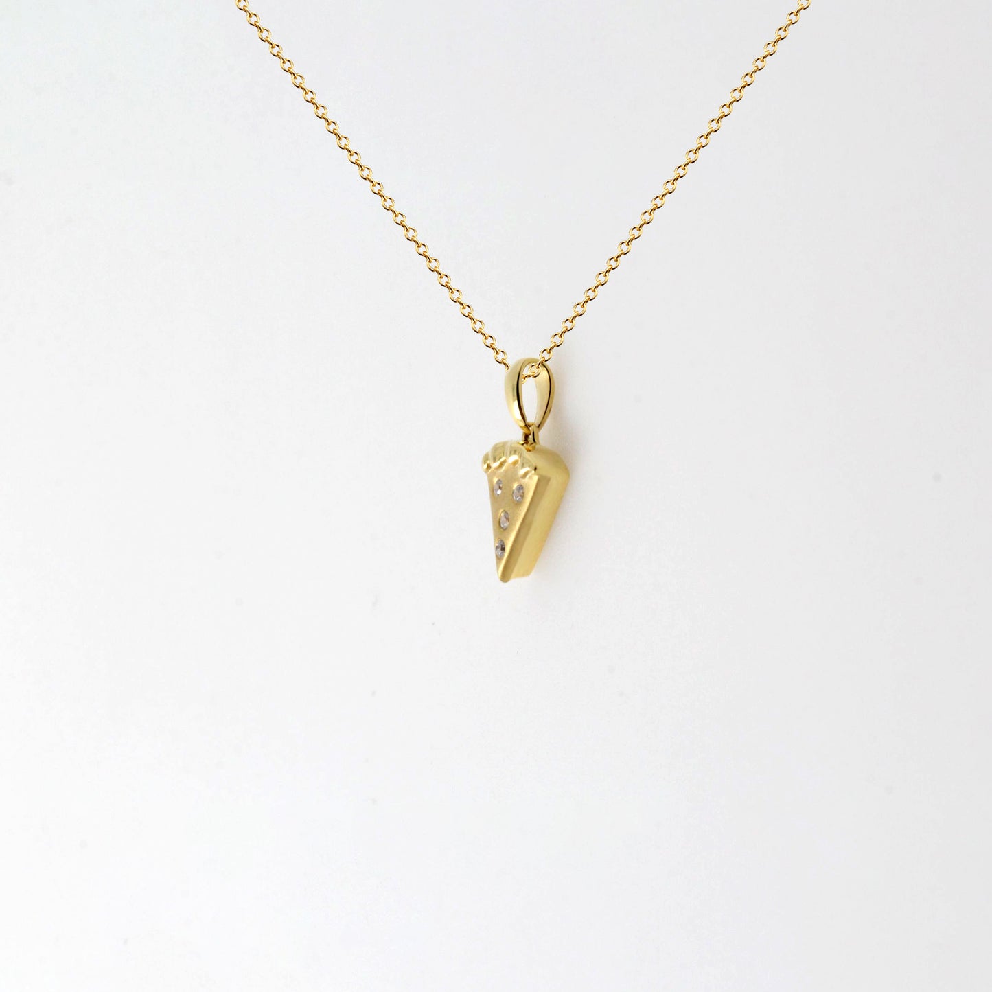 14K Gold Pizza Diamond Necklace