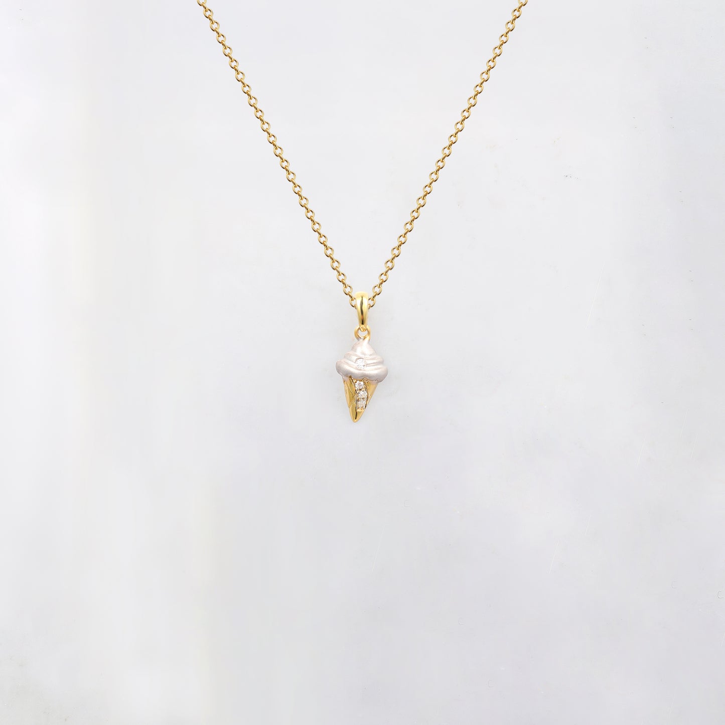 Gold Ice Cream Cone Necklace