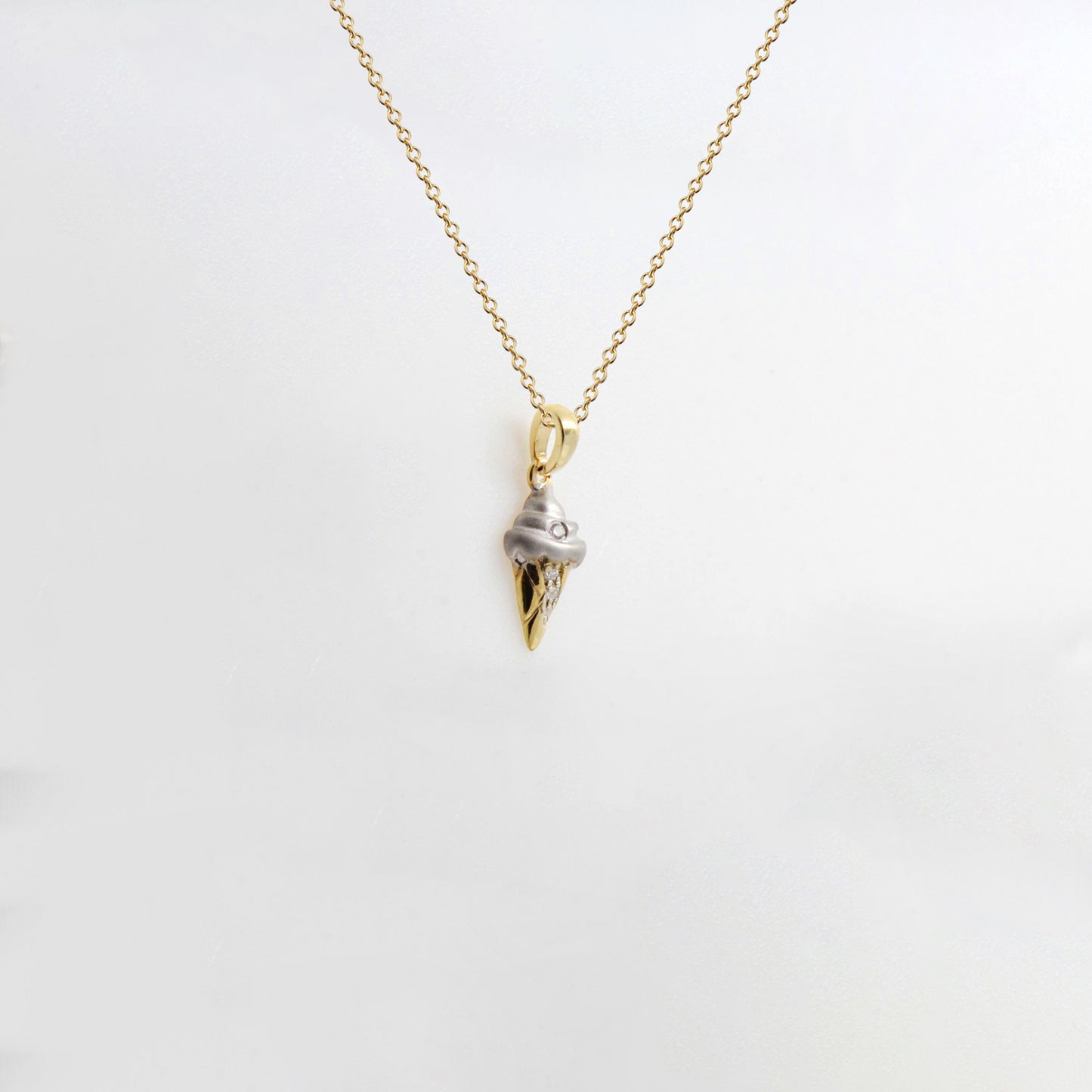 Gold Ice Cream Cone Necklace