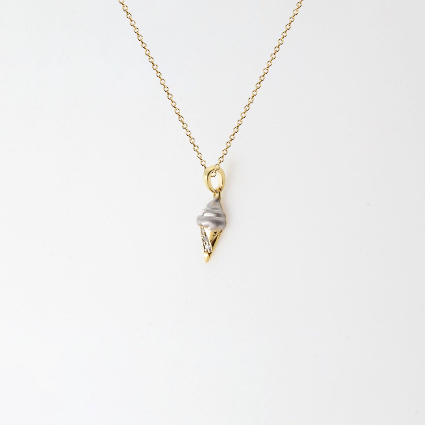 Gold Ice Cream Cone Necklace