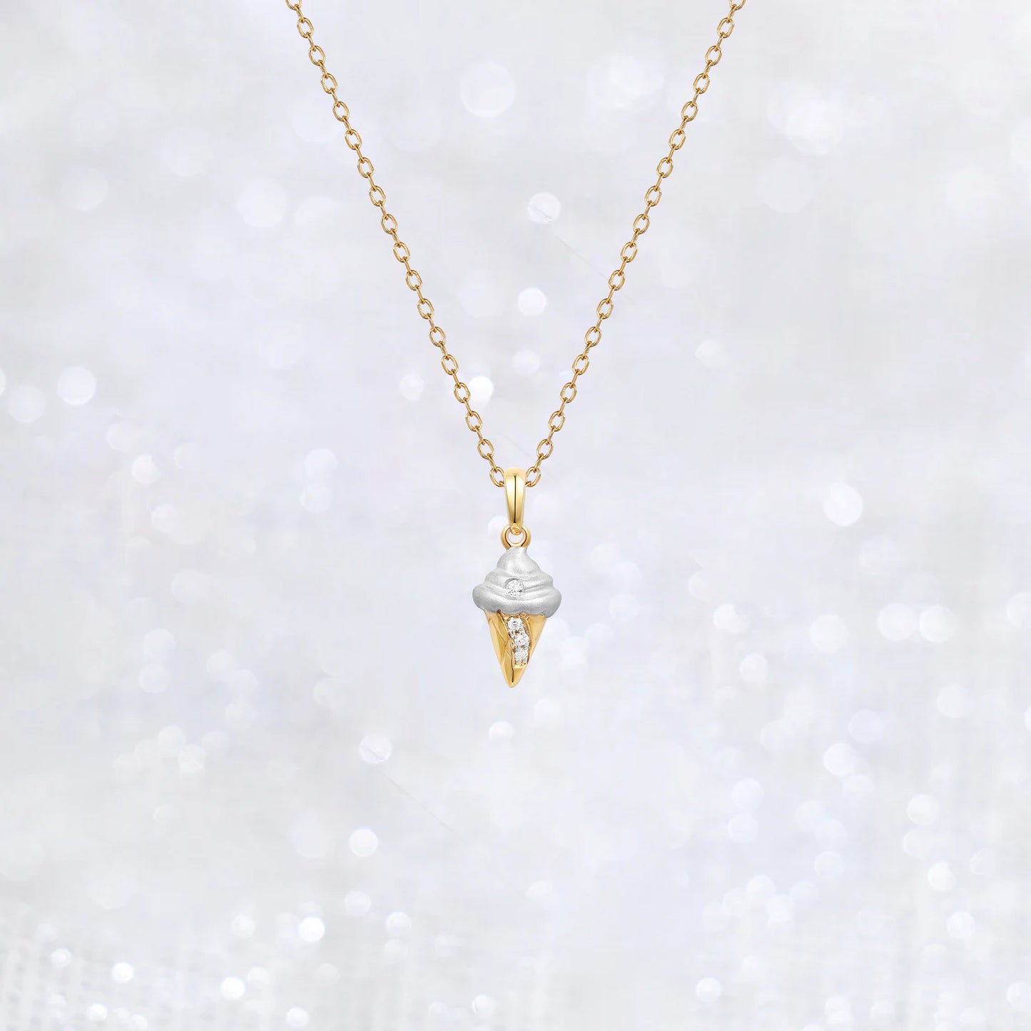 Gold Ice Cream Cone Necklace