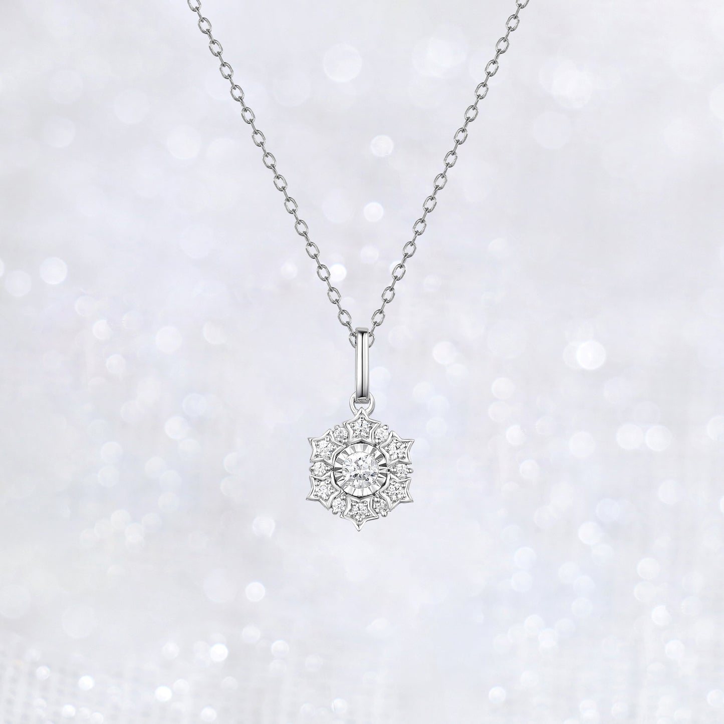 White Gold Star Snowflake Necklace