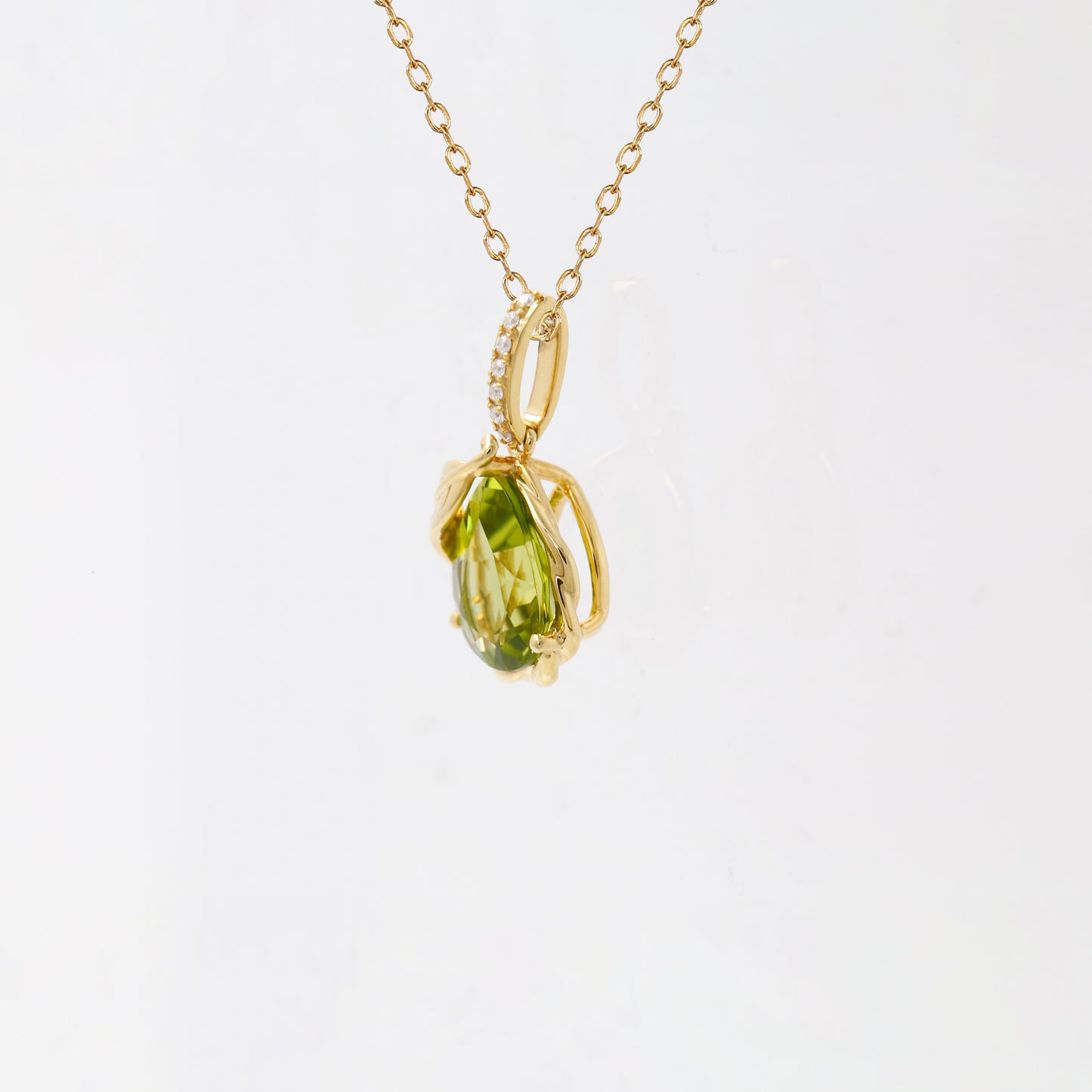 Pear Peridot Drop Necklace