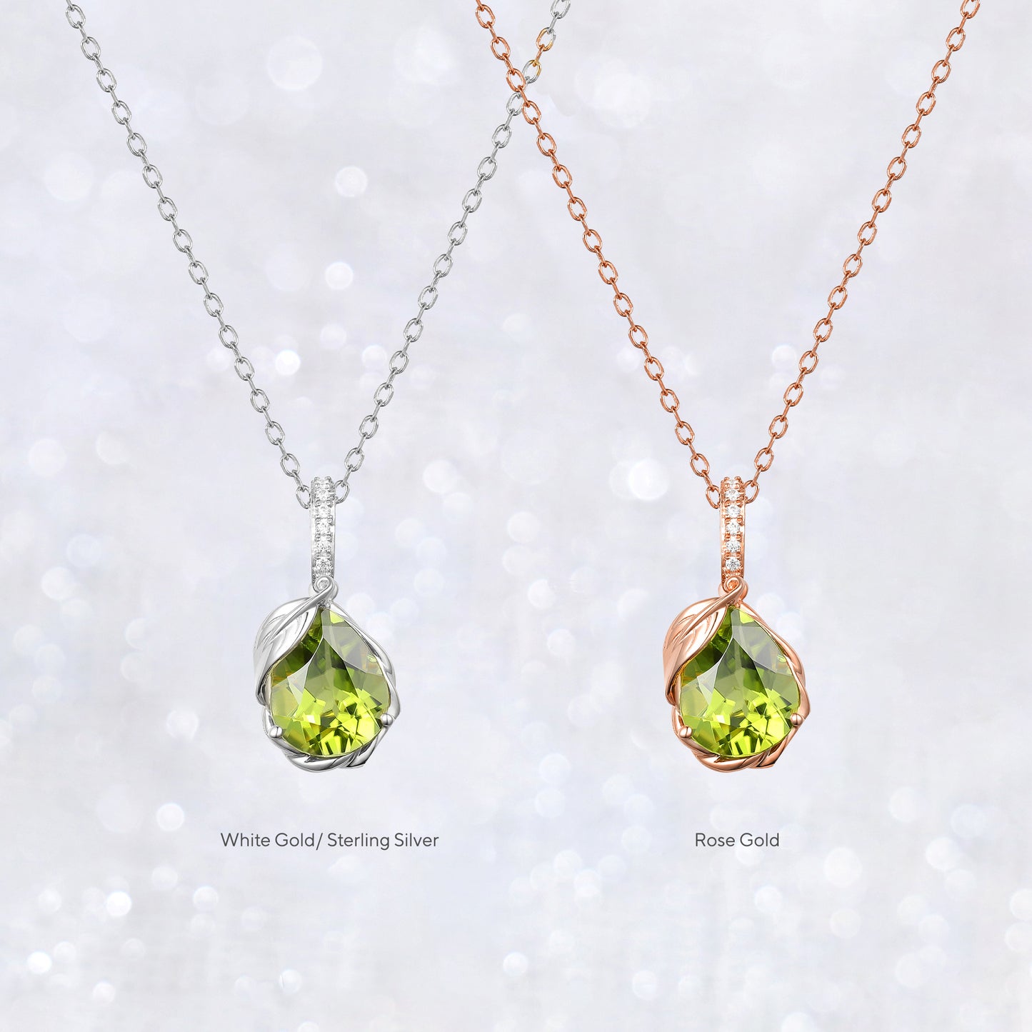 Pear Peridot Drop Necklace