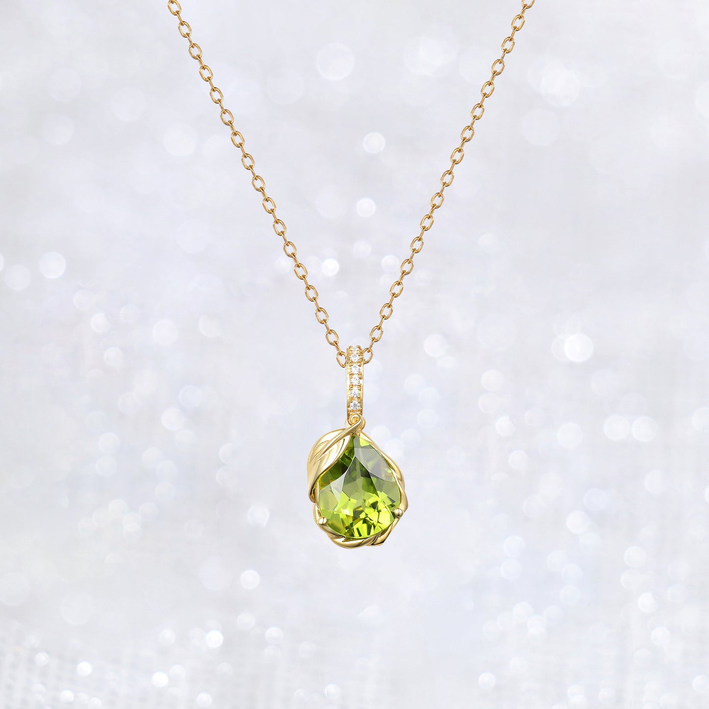 Pear Peridot Drop Necklace