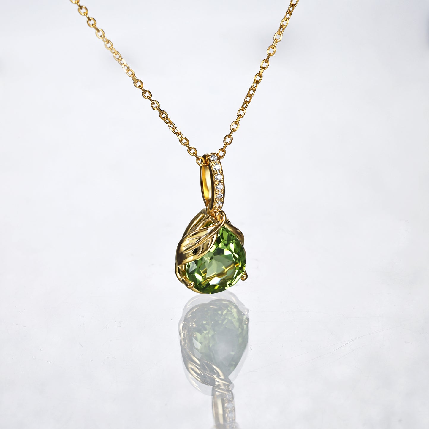 Pear Peridot Drop Necklace