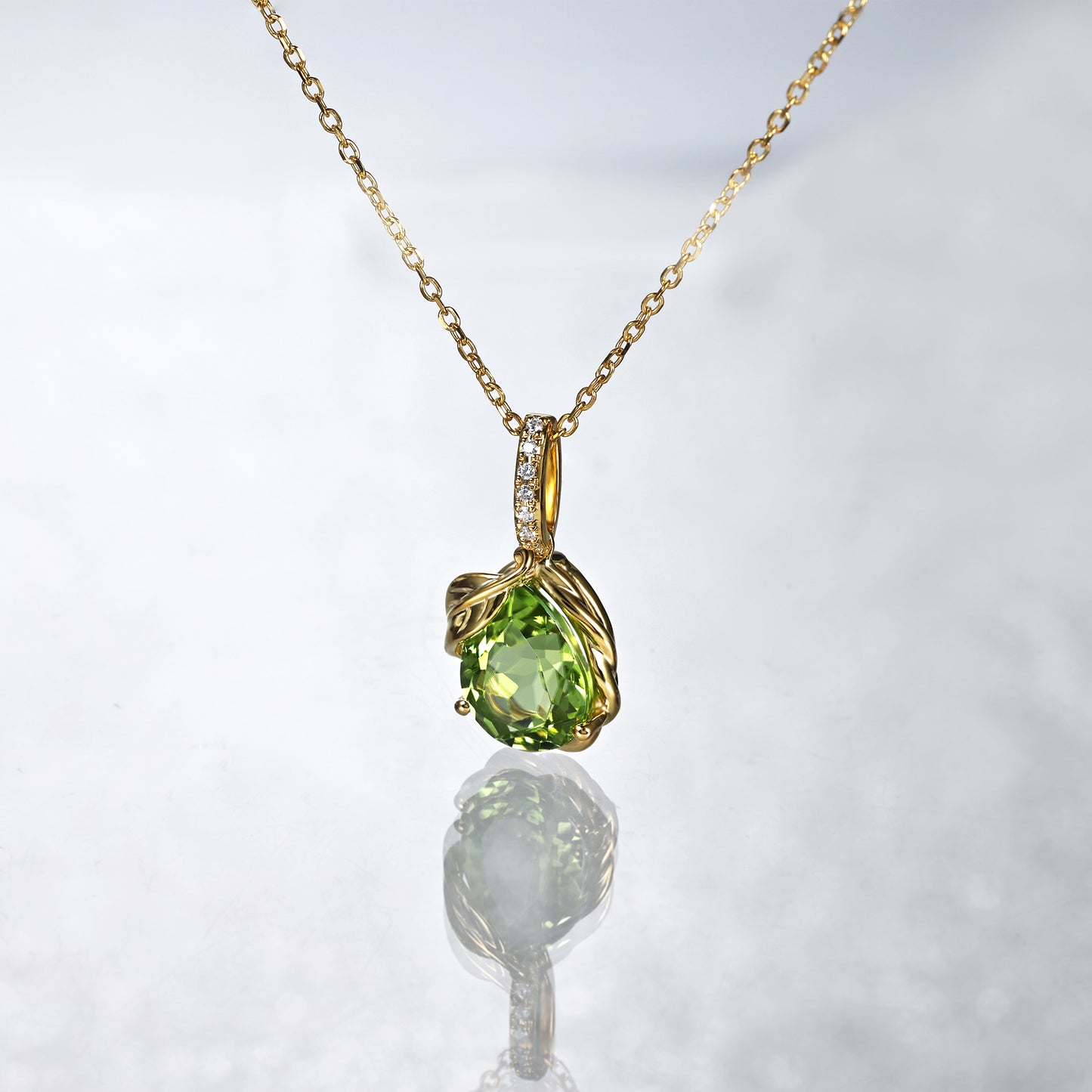 Pear Peridot Drop Necklace