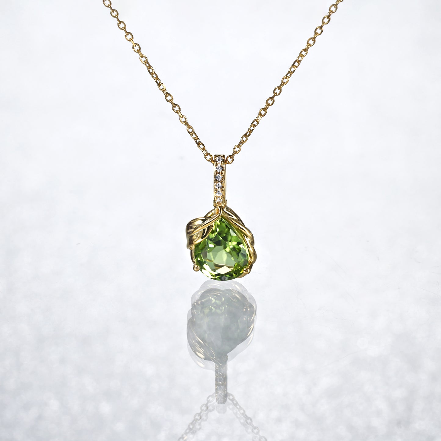 Pear Peridot Drop Necklace