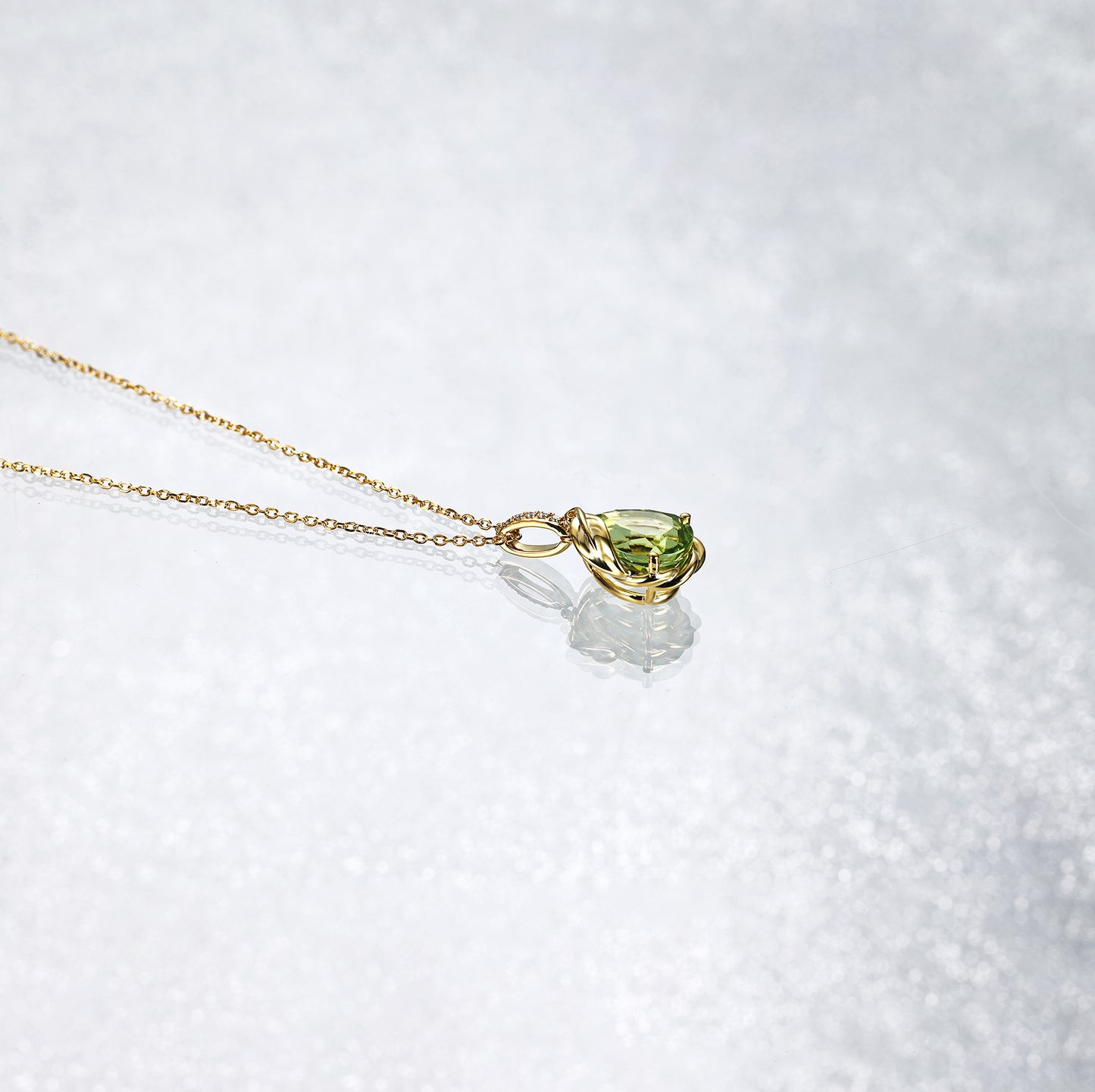 Pear Peridot Drop Necklace