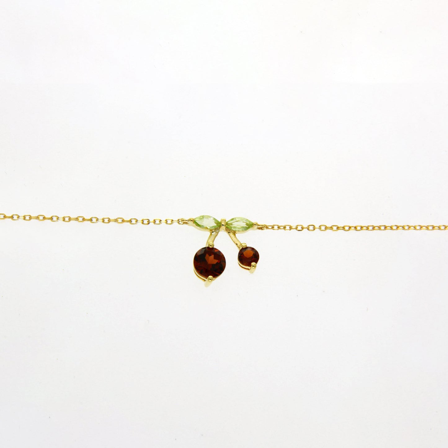 Garnet Peridot Cherry Charm Bracelet