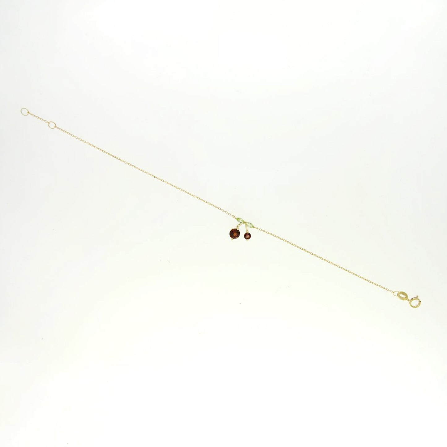 Garnet Peridot Cherry Charm Bracelet