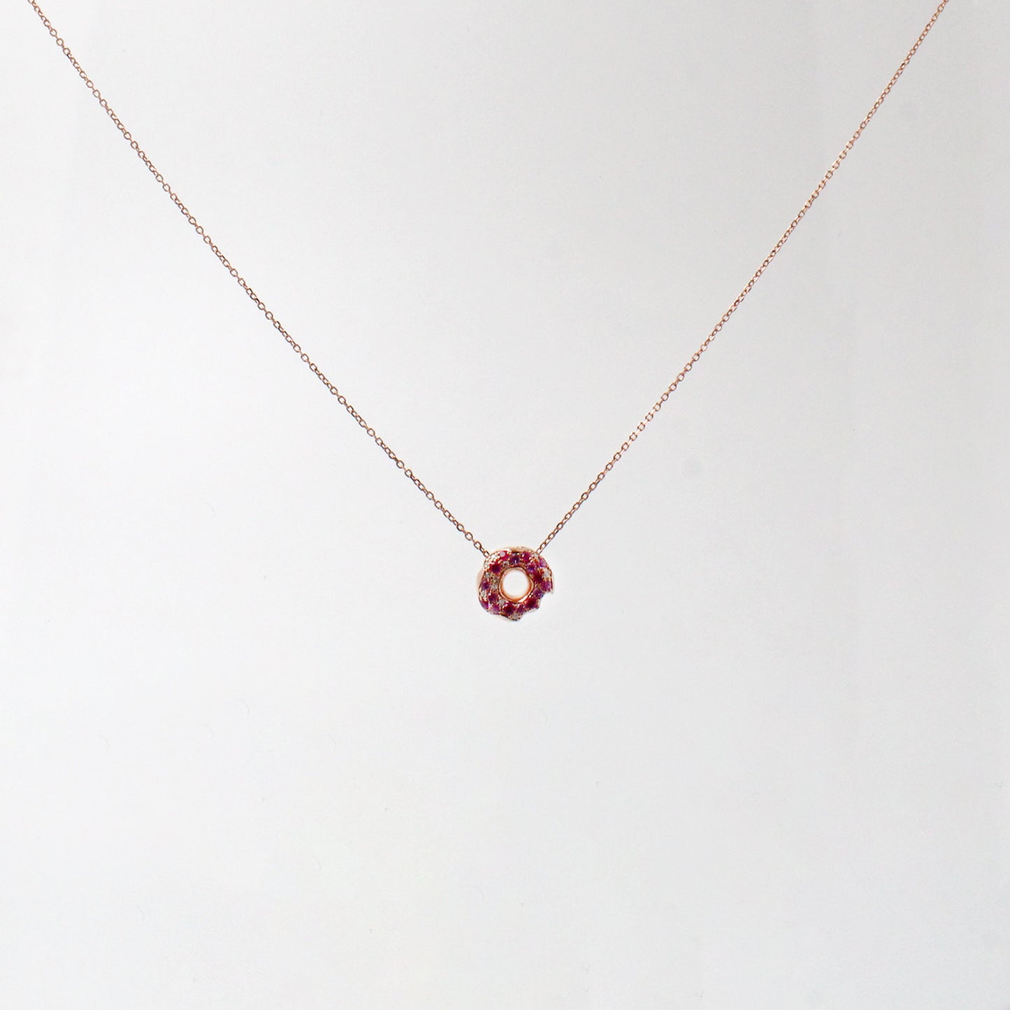 Lab Pink Sapphire Donut Necklace