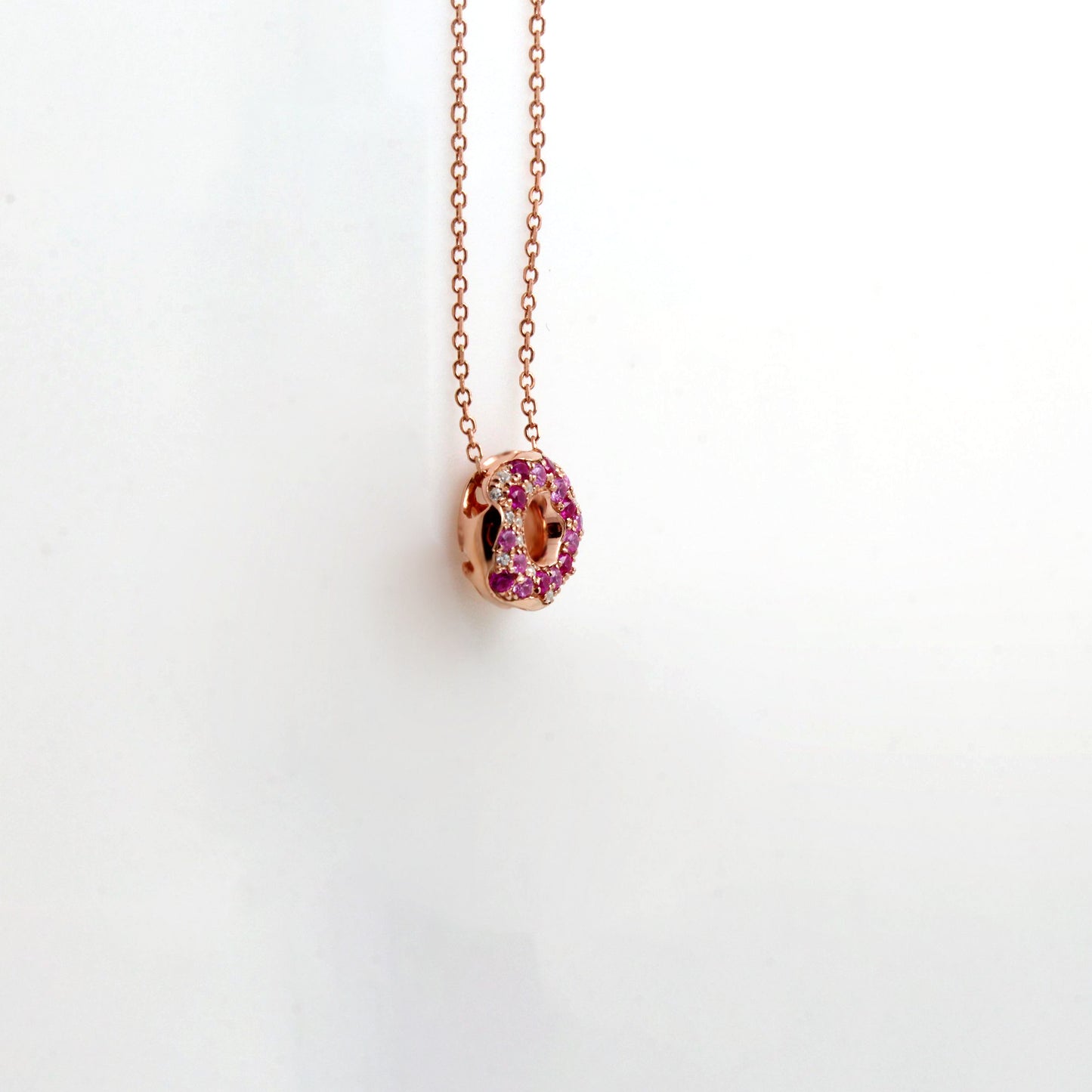 Lab Pink Sapphire Donut Necklace