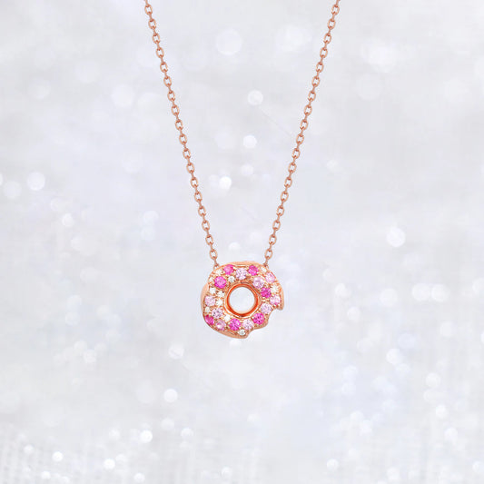 Lab Pink Sapphire Donut Necklace