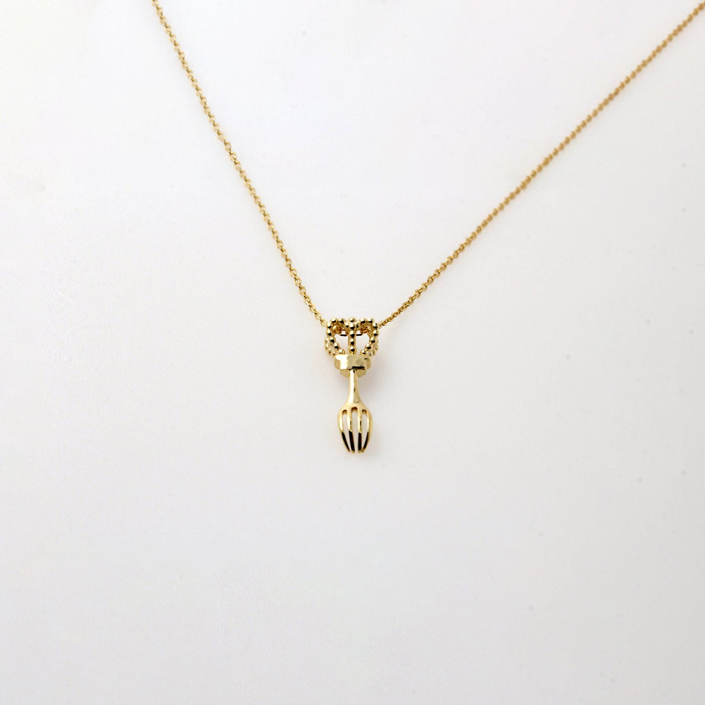 Gold Fork King Crown Charm Necklace
