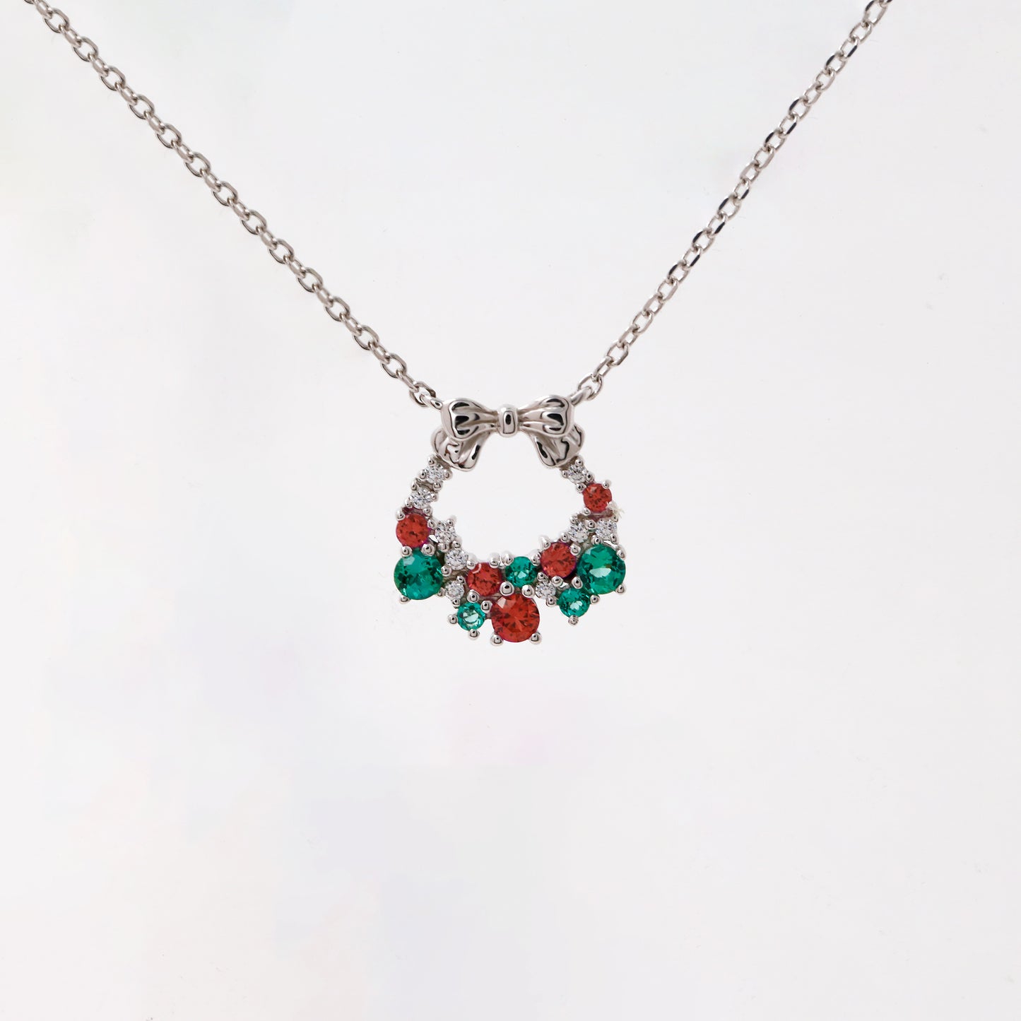 Ruby Emerald Christmas Wreath Necklace