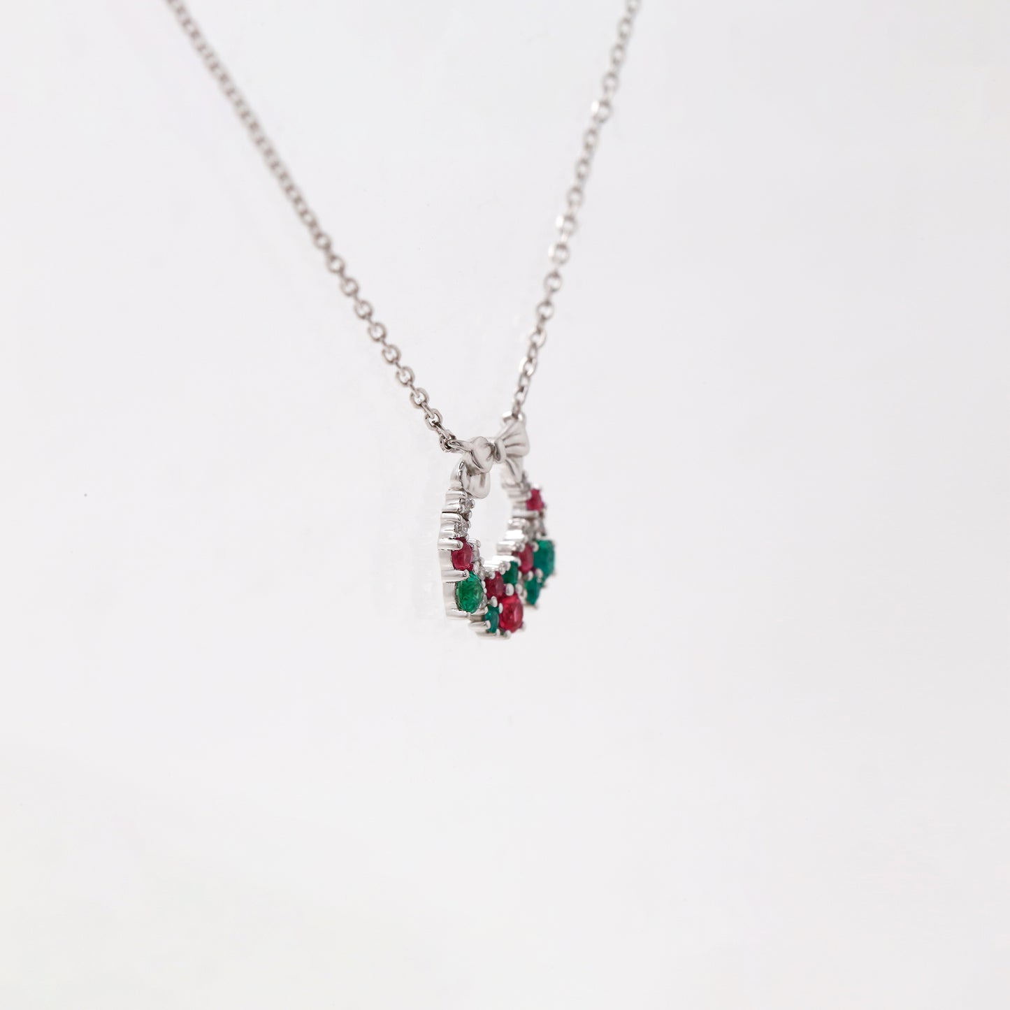 Ruby Emerald Christmas Wreath Necklace