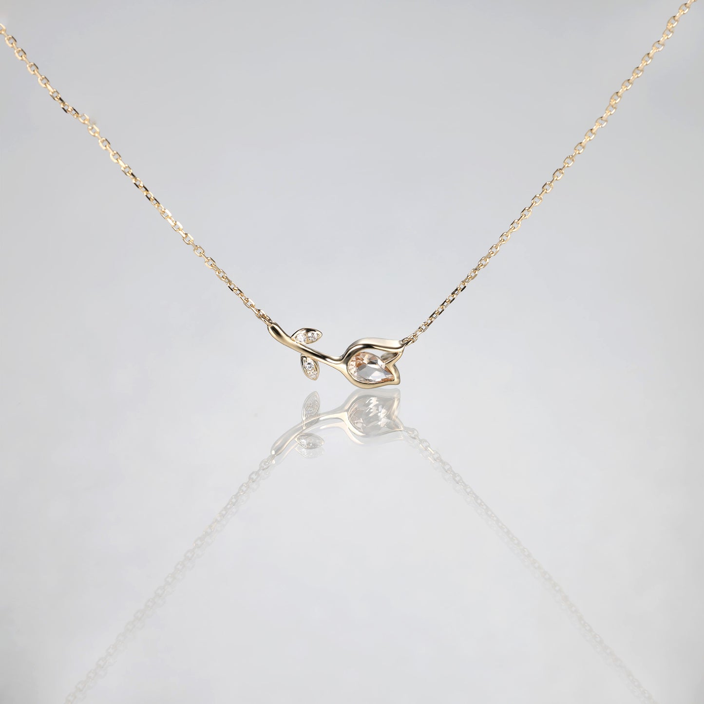 Morganite Tulip Flower Necklace