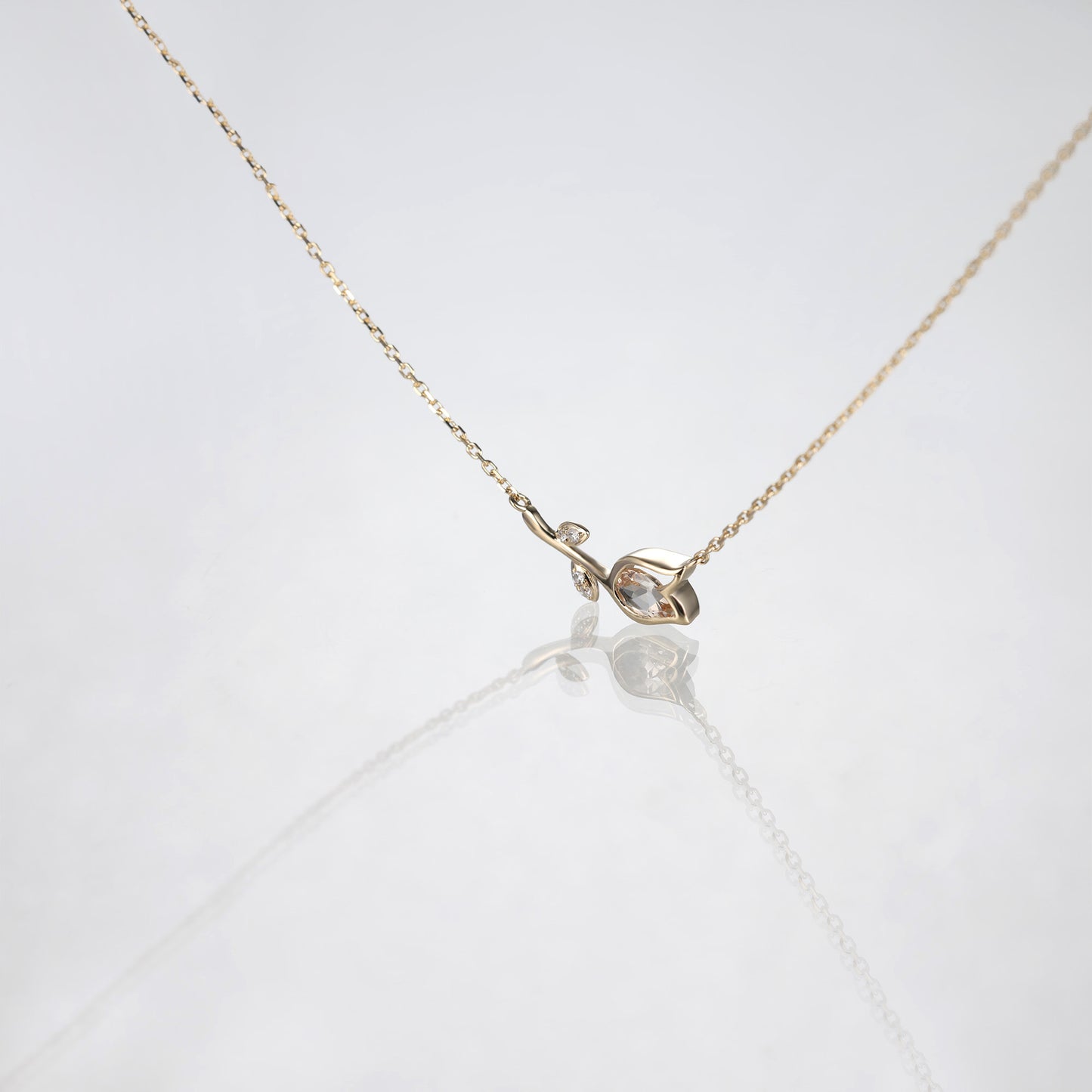 Morganite Tulip Flower Necklace
