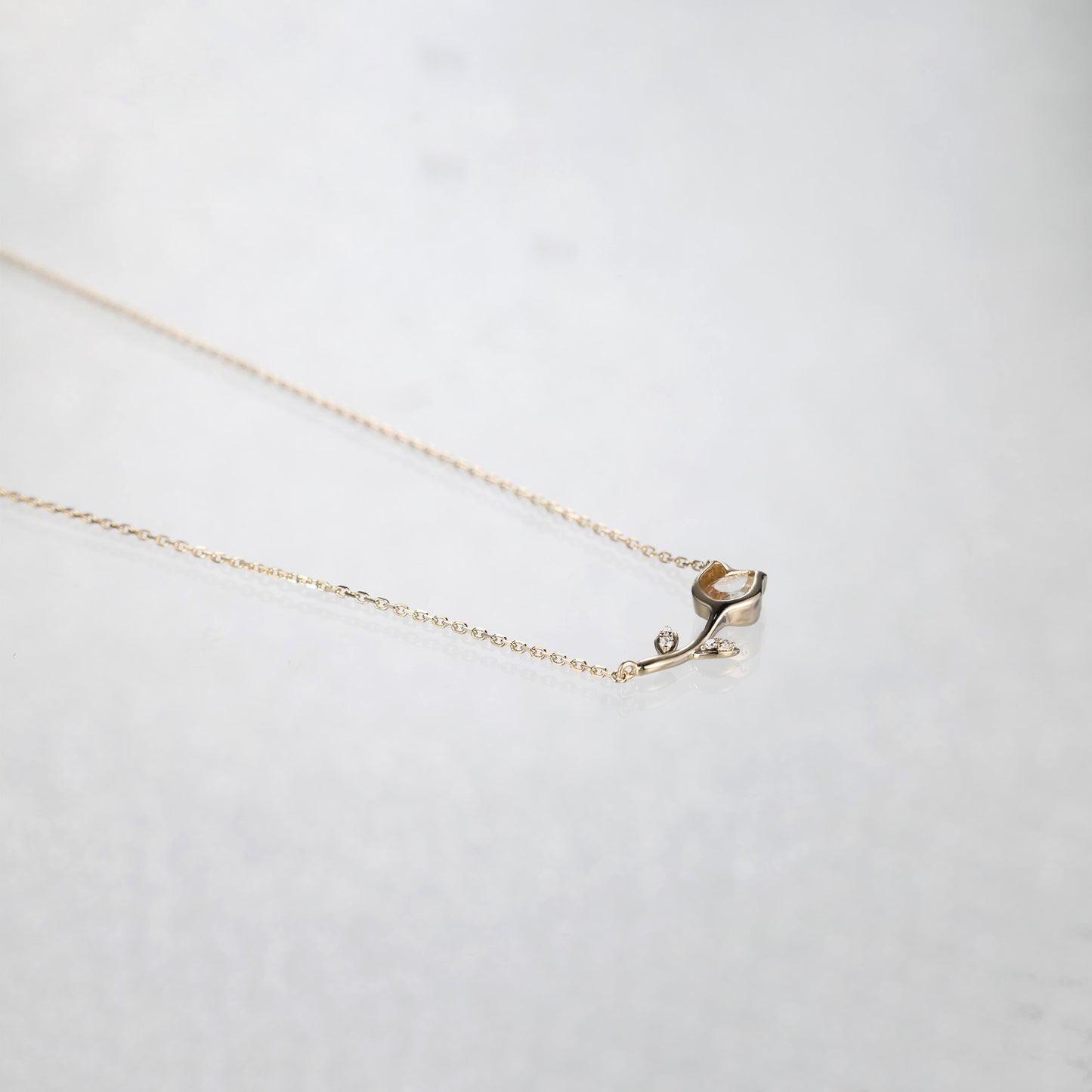 Morganite Tulip Flower Necklace