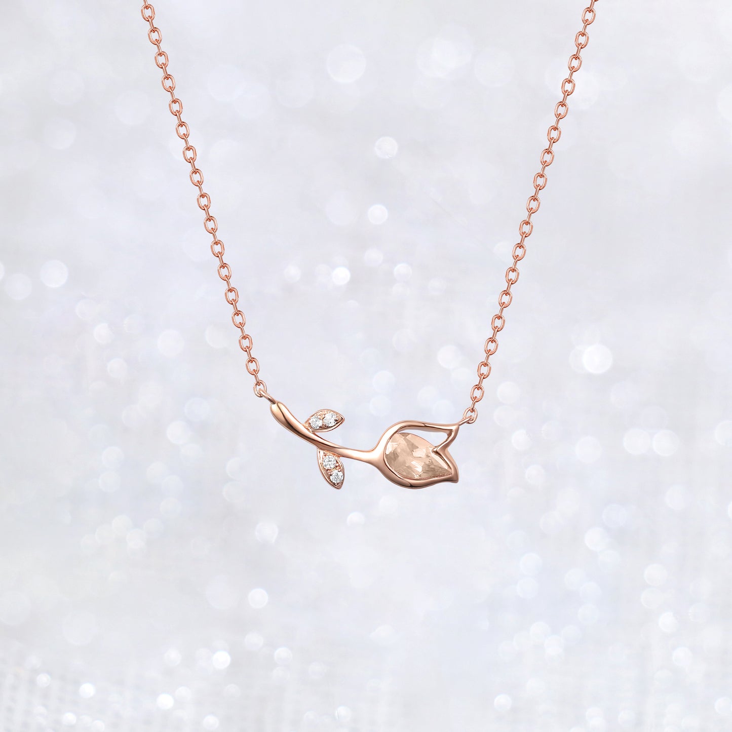 Morganite Tulip Flower Necklace