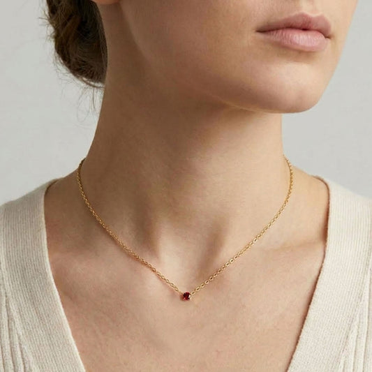 Lab Ruby Solitaire Necklace