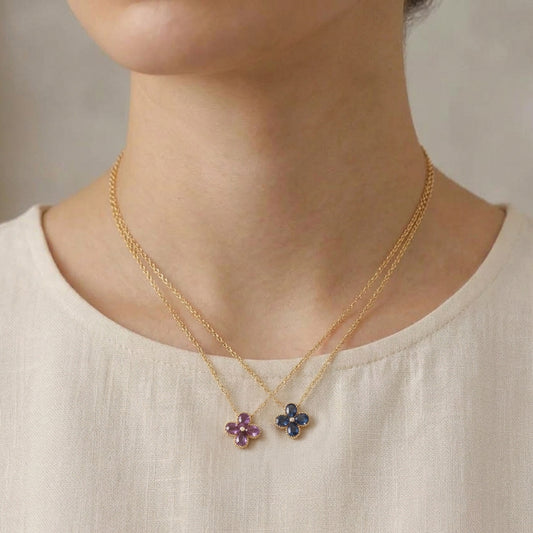 Amethyst Clover Diamond Necklace