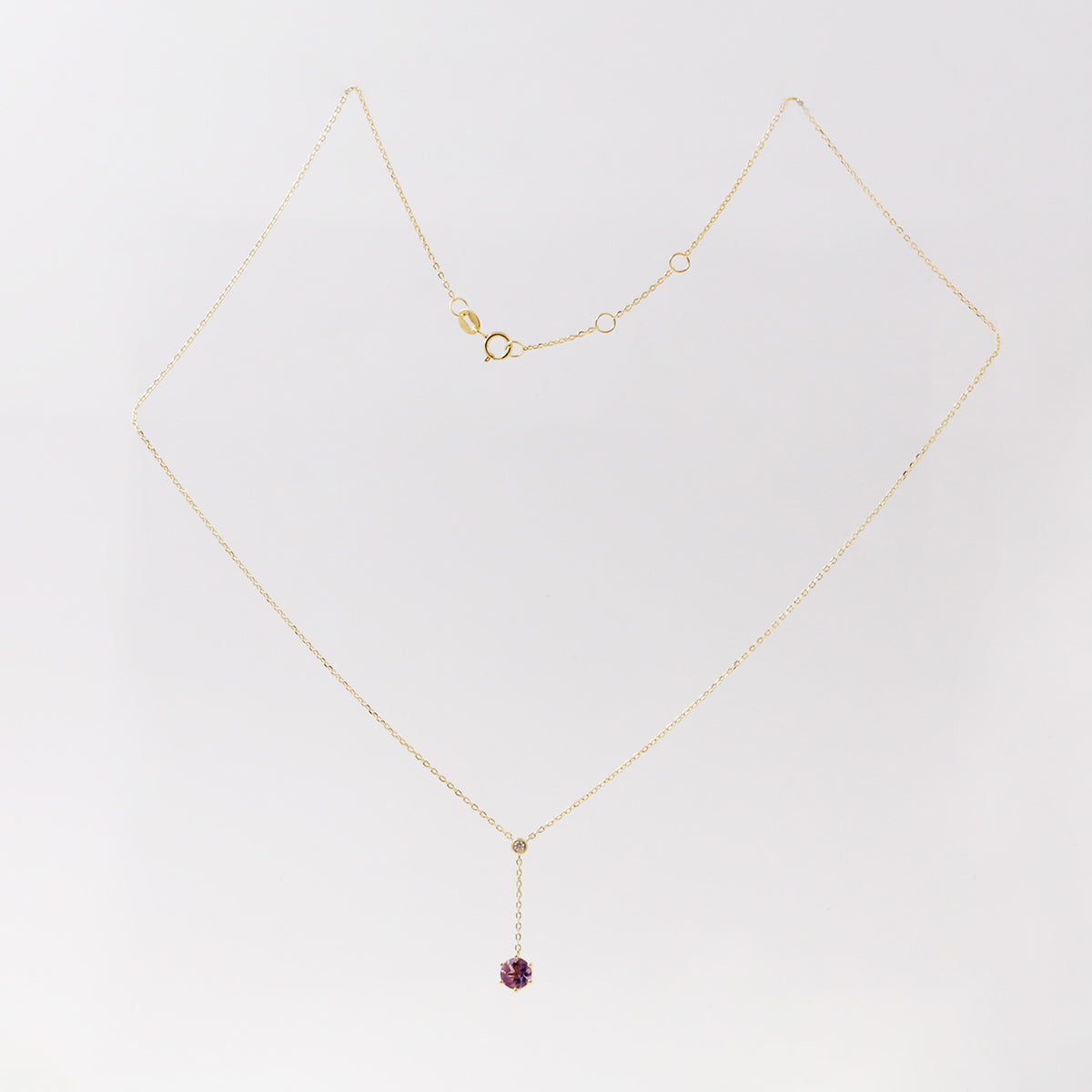Amethyst Diamond Dangle Y Necklace