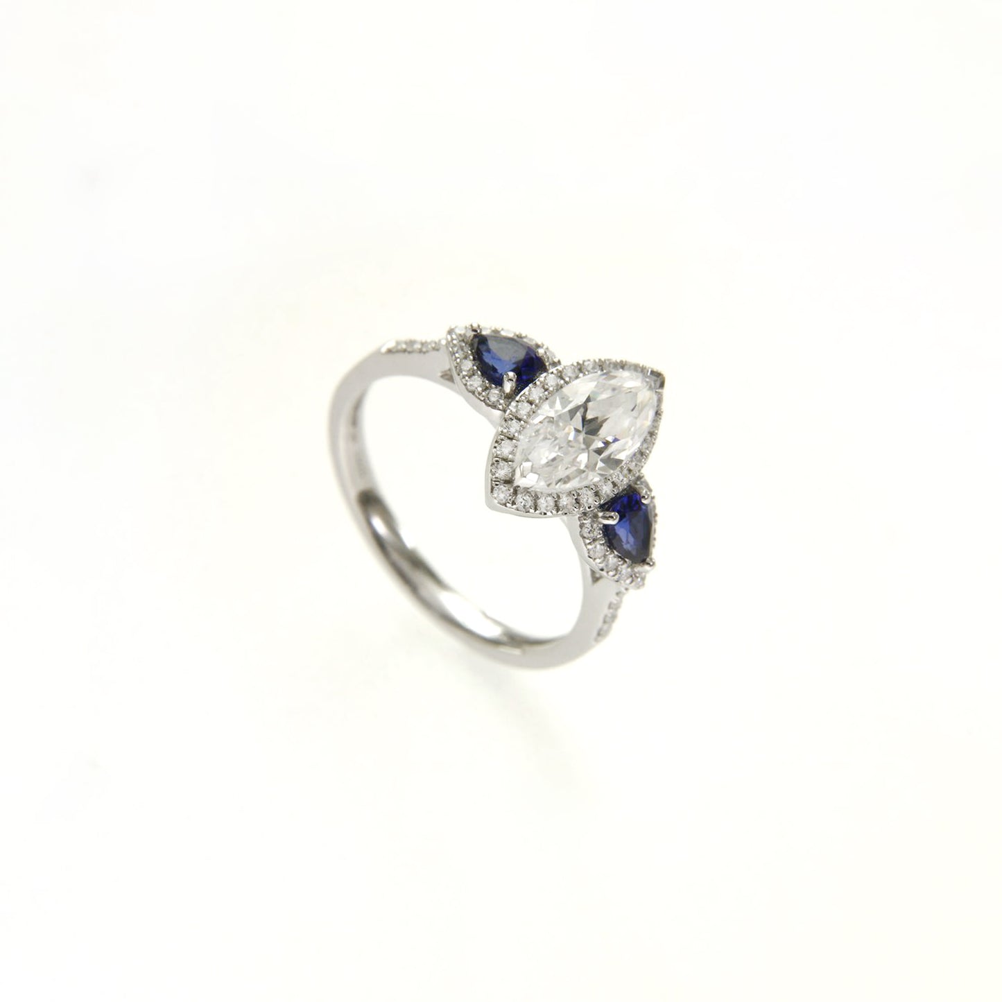 Marquise Zirconia Sapphire Halo Engagement Ring