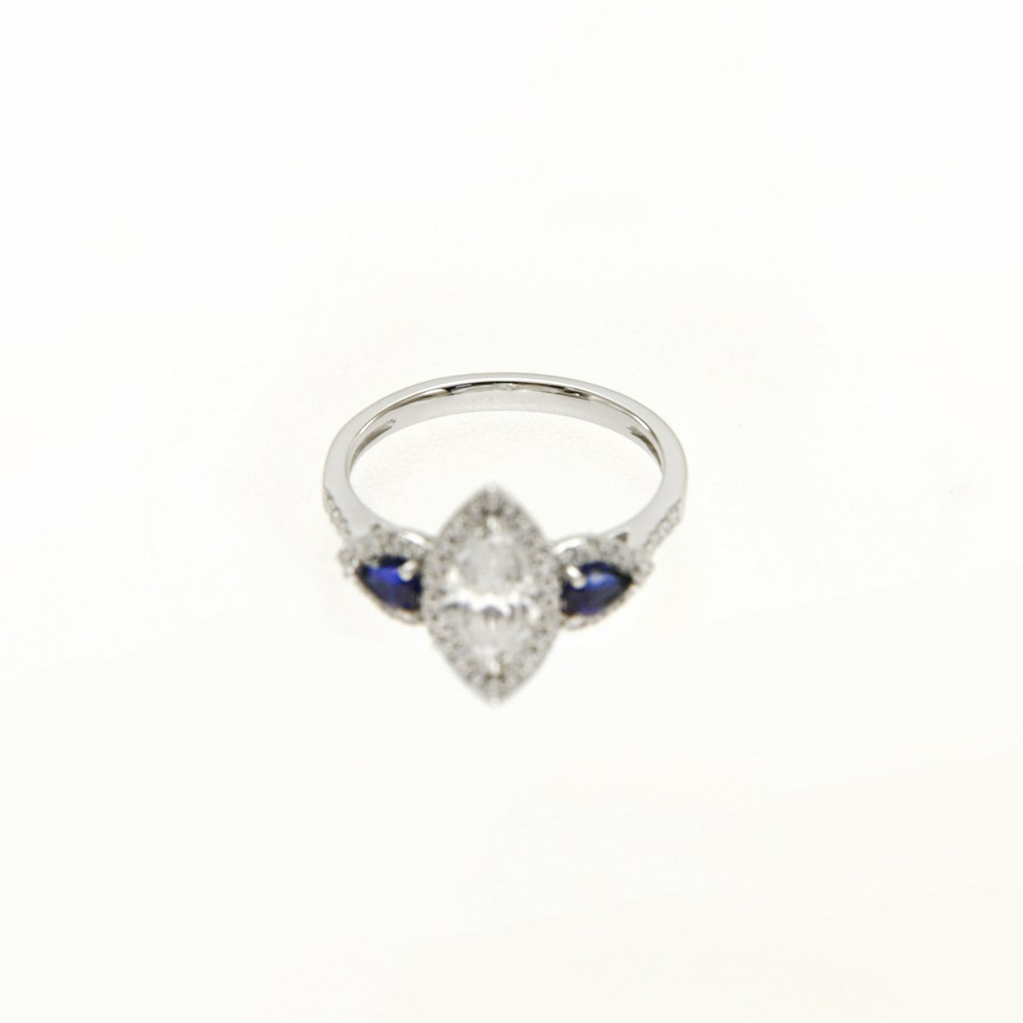 Marquise Zirconia Sapphire Halo Engagement Ring
