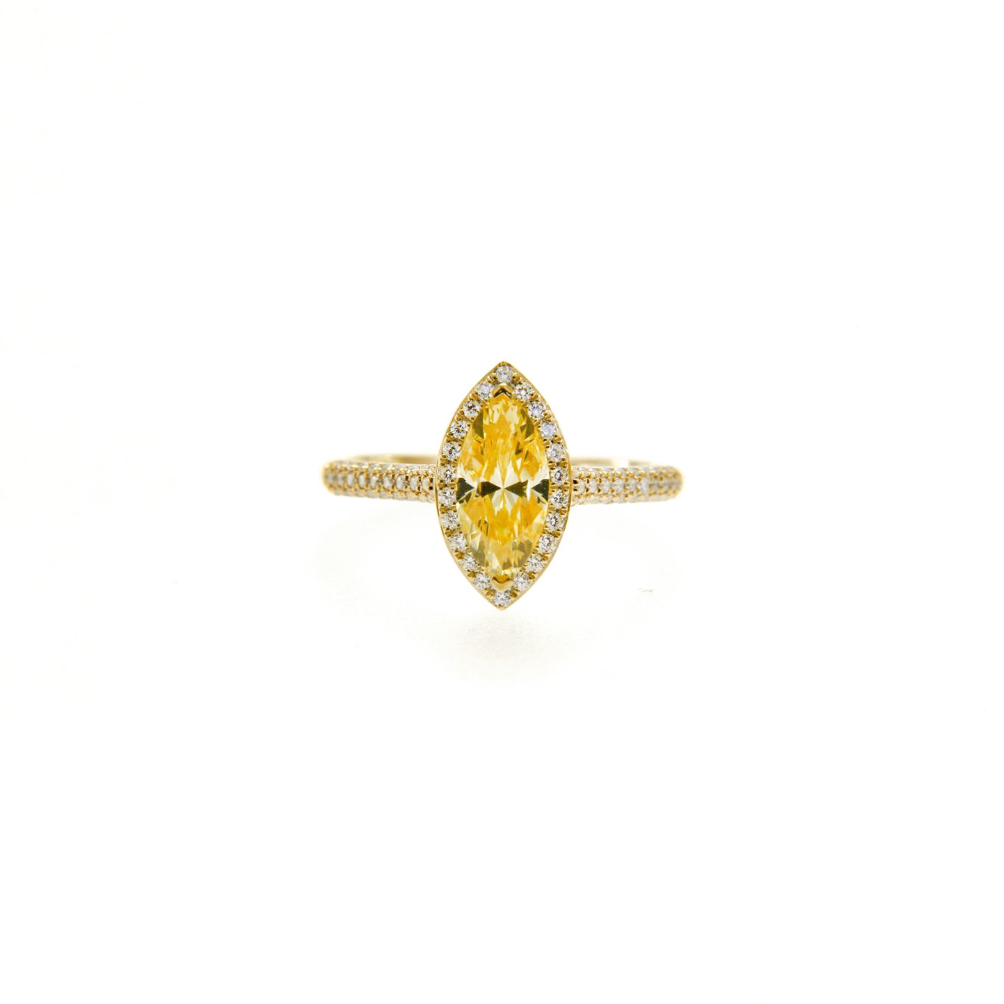3.40 ct Yellow Marquise Shape Stone Halo Ring