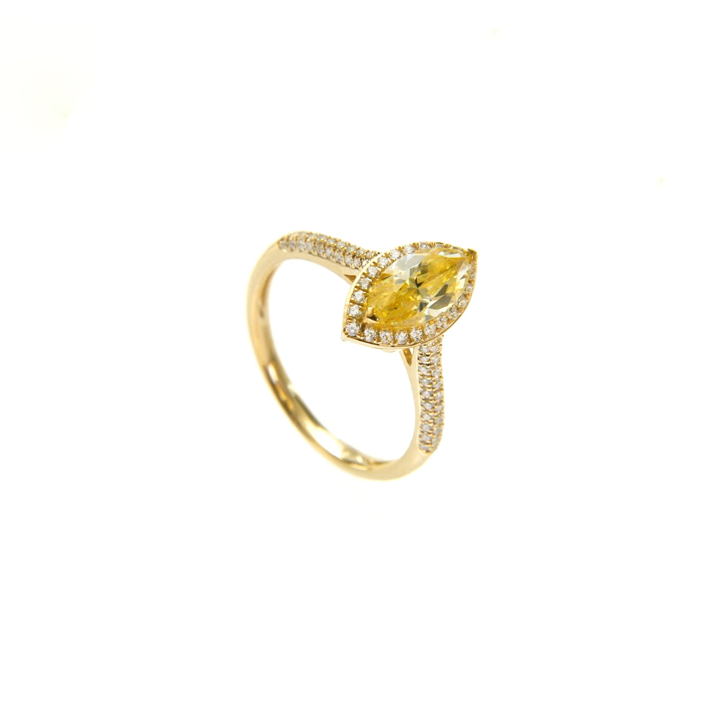 3.40 ct Yellow Marquise Shape Stone Halo Ring
